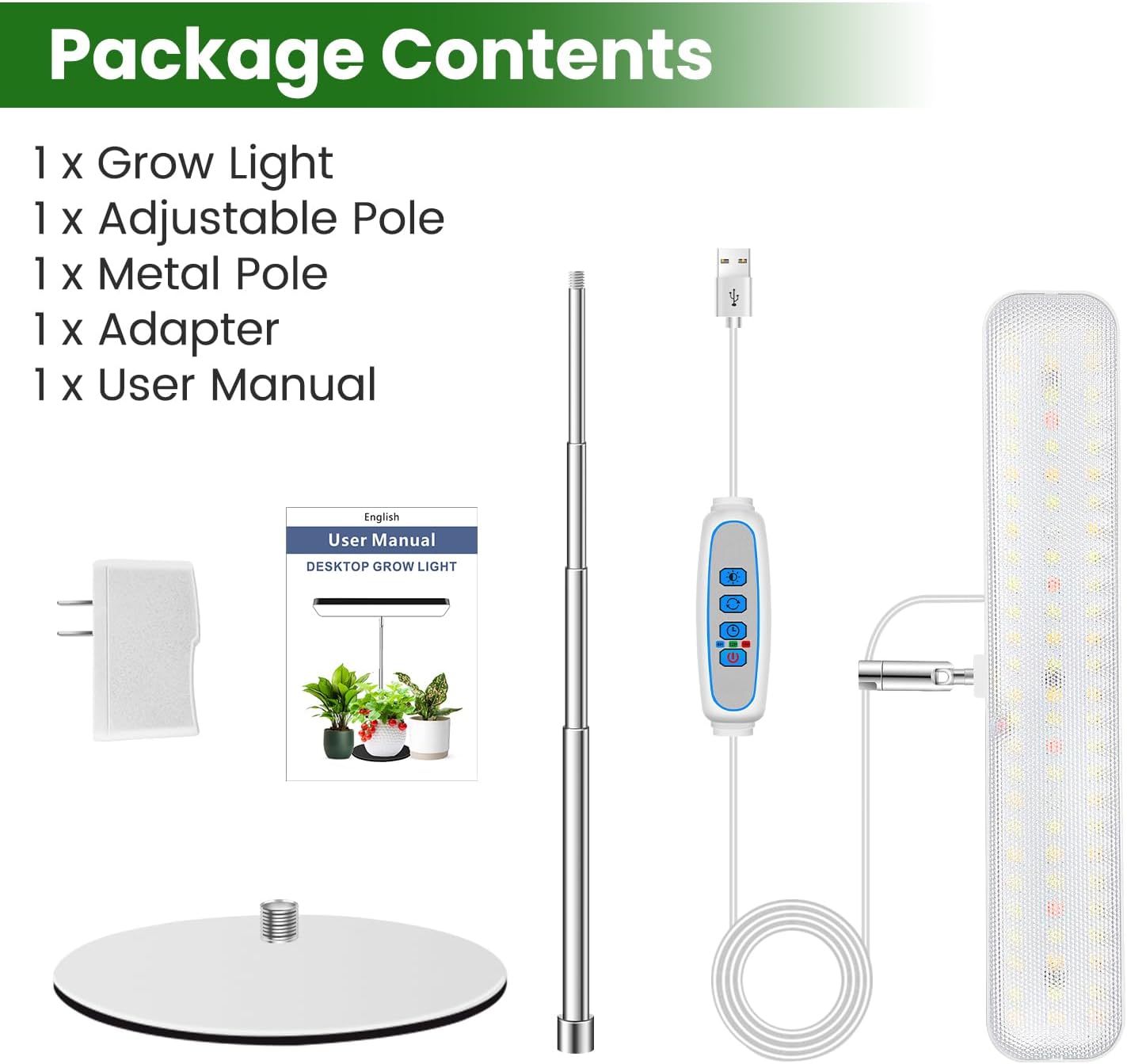 Detalle 2 de Wiaxulay BL-J10A 11-inch Full-Spectrum LED Grow Light with Adjustable Height