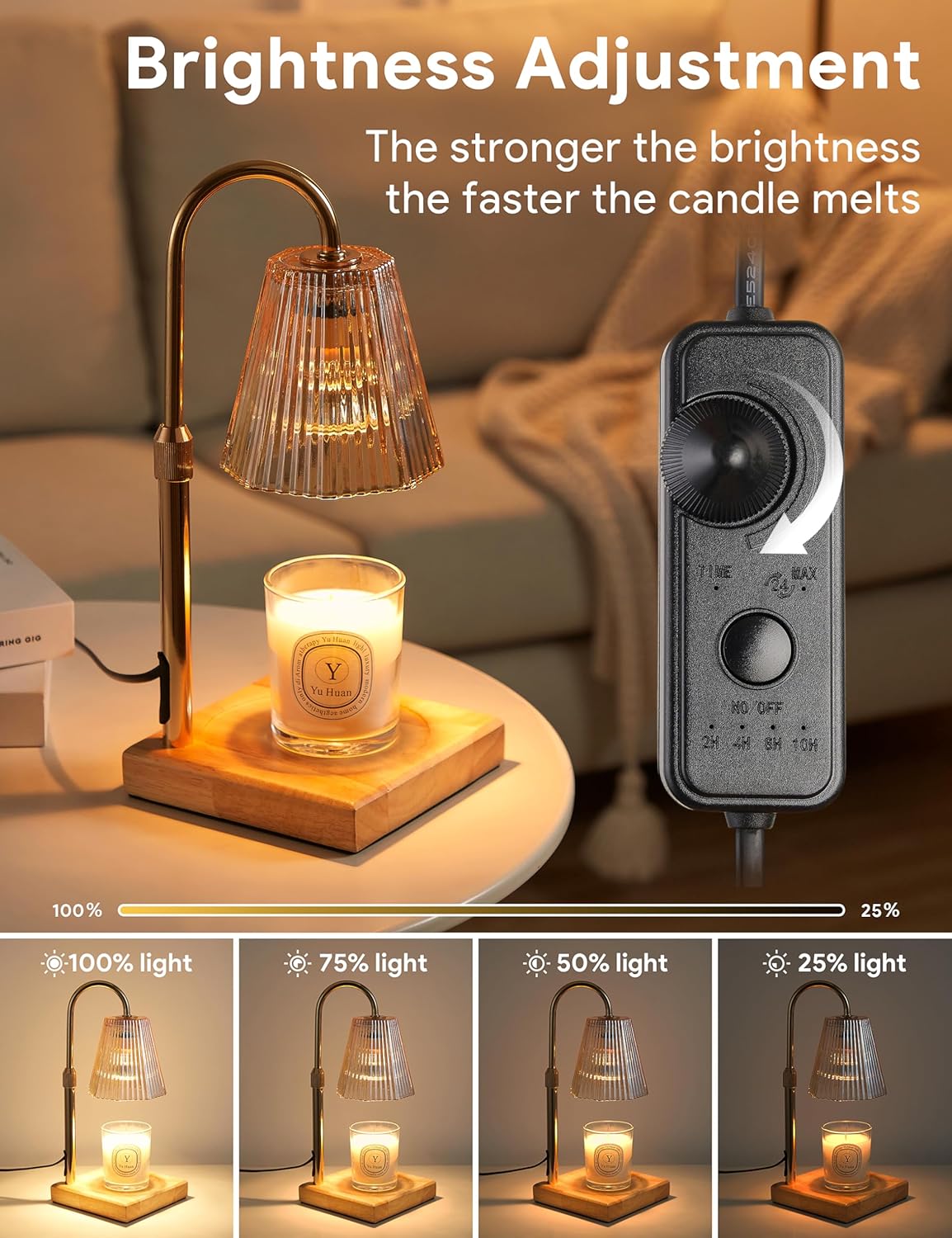 Detalle de Allanmen Candle Warmer Lamp with Timer and Dimmable Brightness