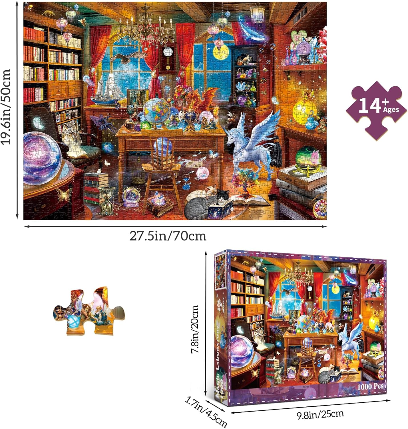Detalle de HUADADA 1000-Piece Jigsaw Puzzle for Adults: Magical Wizard Study
