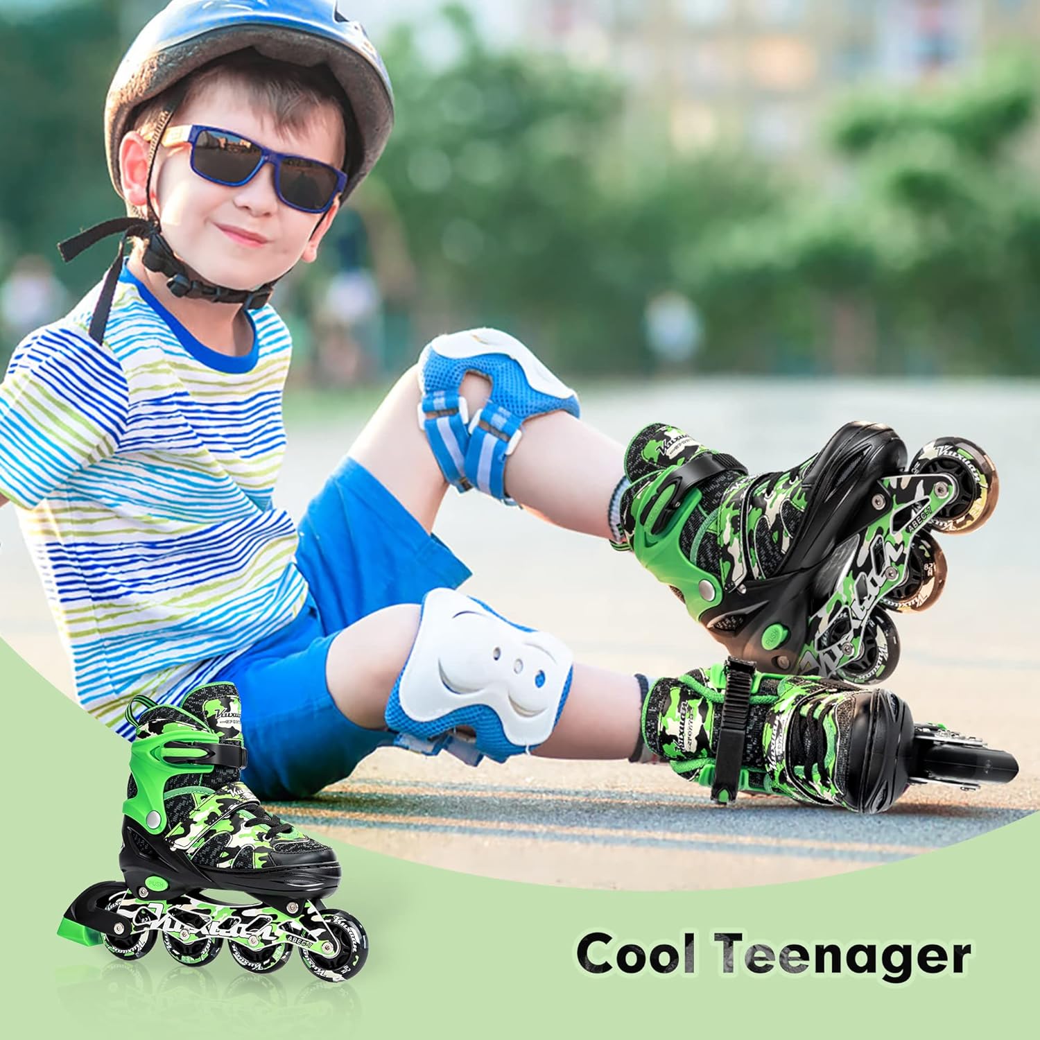 Thumbnail 4 de Kuxuan Boys Adjustable Inline Skates with Light-Up Wheels (Adjustable for 4 Sizes)