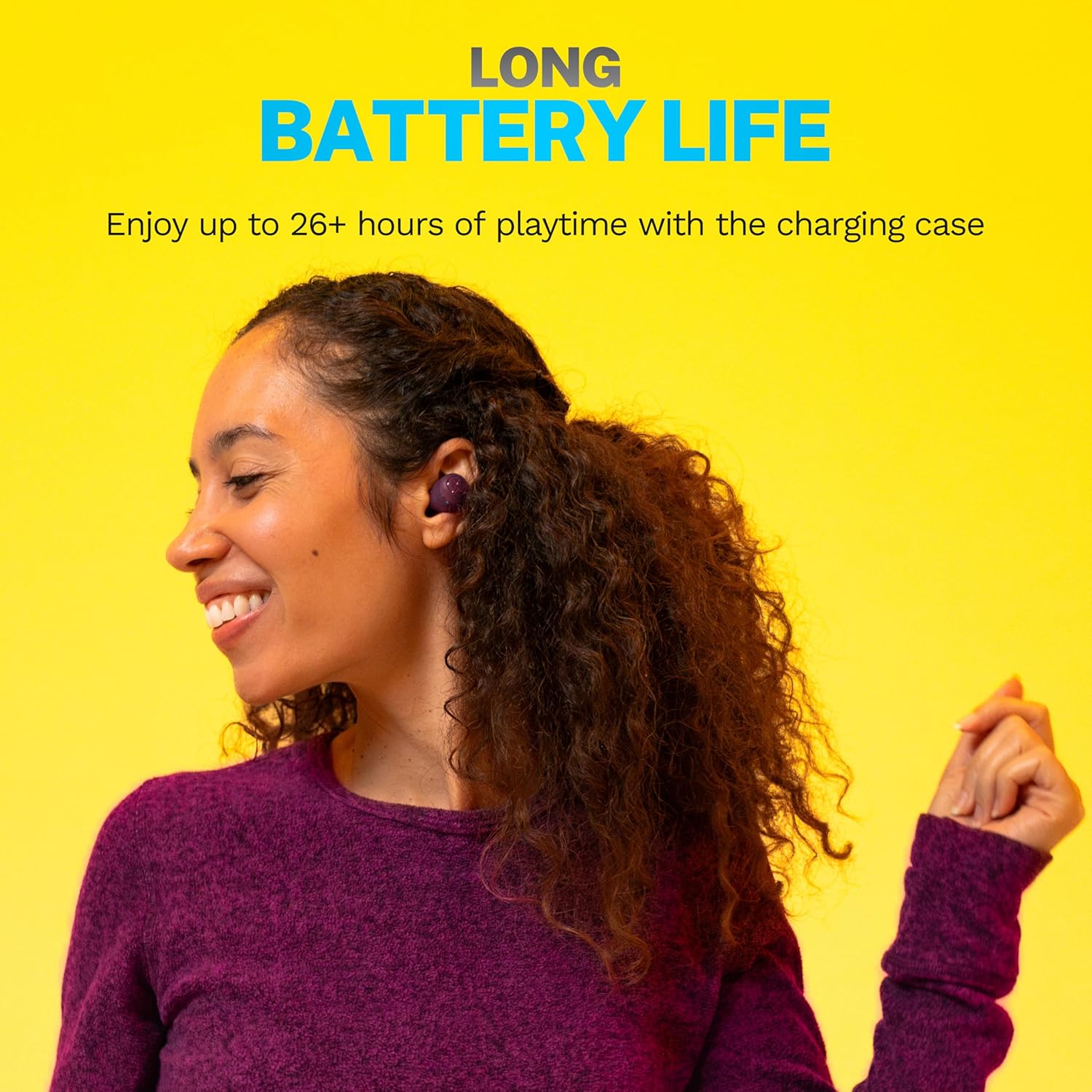 Thumbnail 3 de JLab Go Air Pop+ – Écouteurs Bluetooth true wireless intra-auriculaires violets avec micro et autonomie 35+ heures