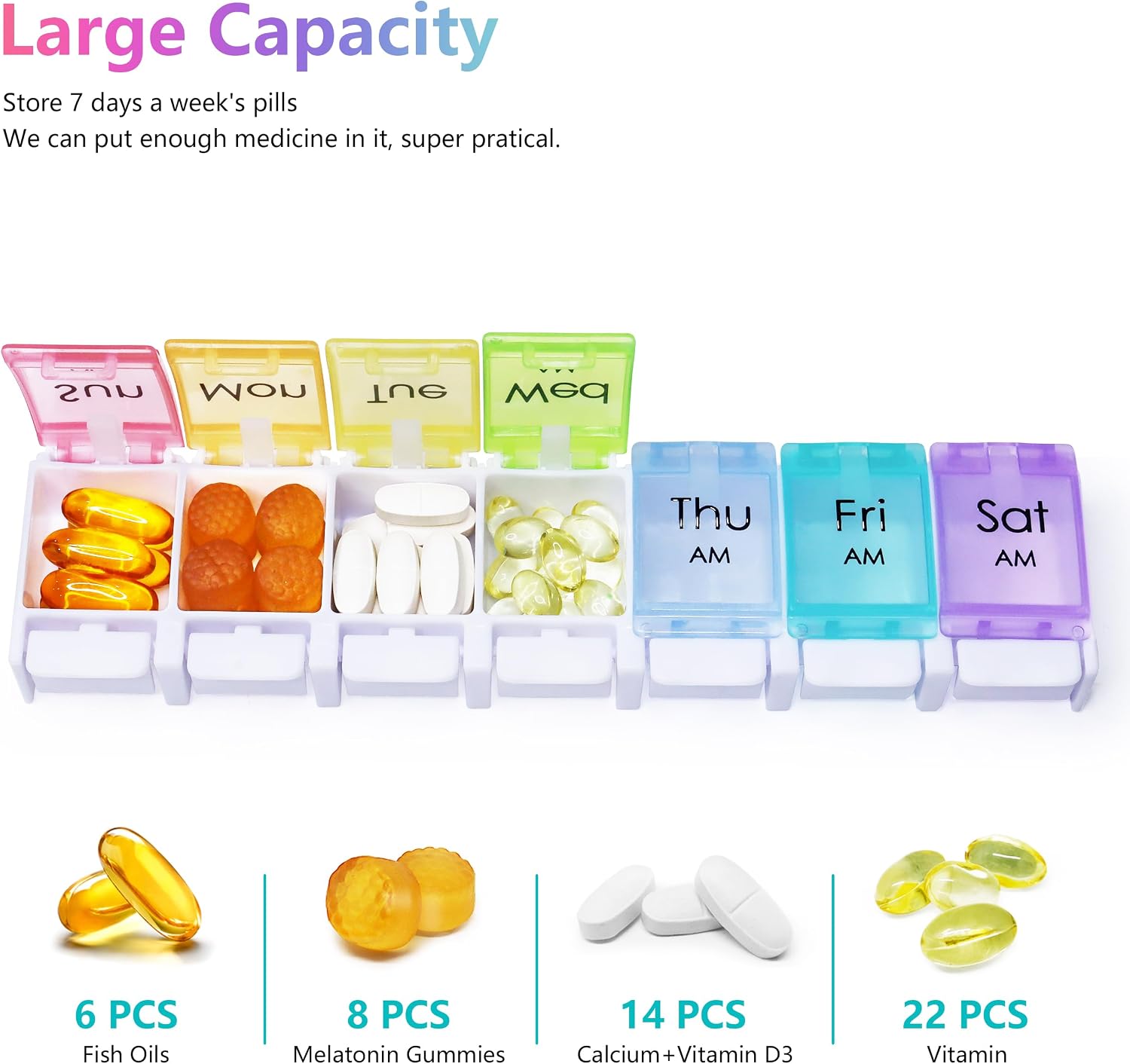 Detalle 2 de MOLN HYMY 7-day AM/PM pill organiser, 14 slots 💊
