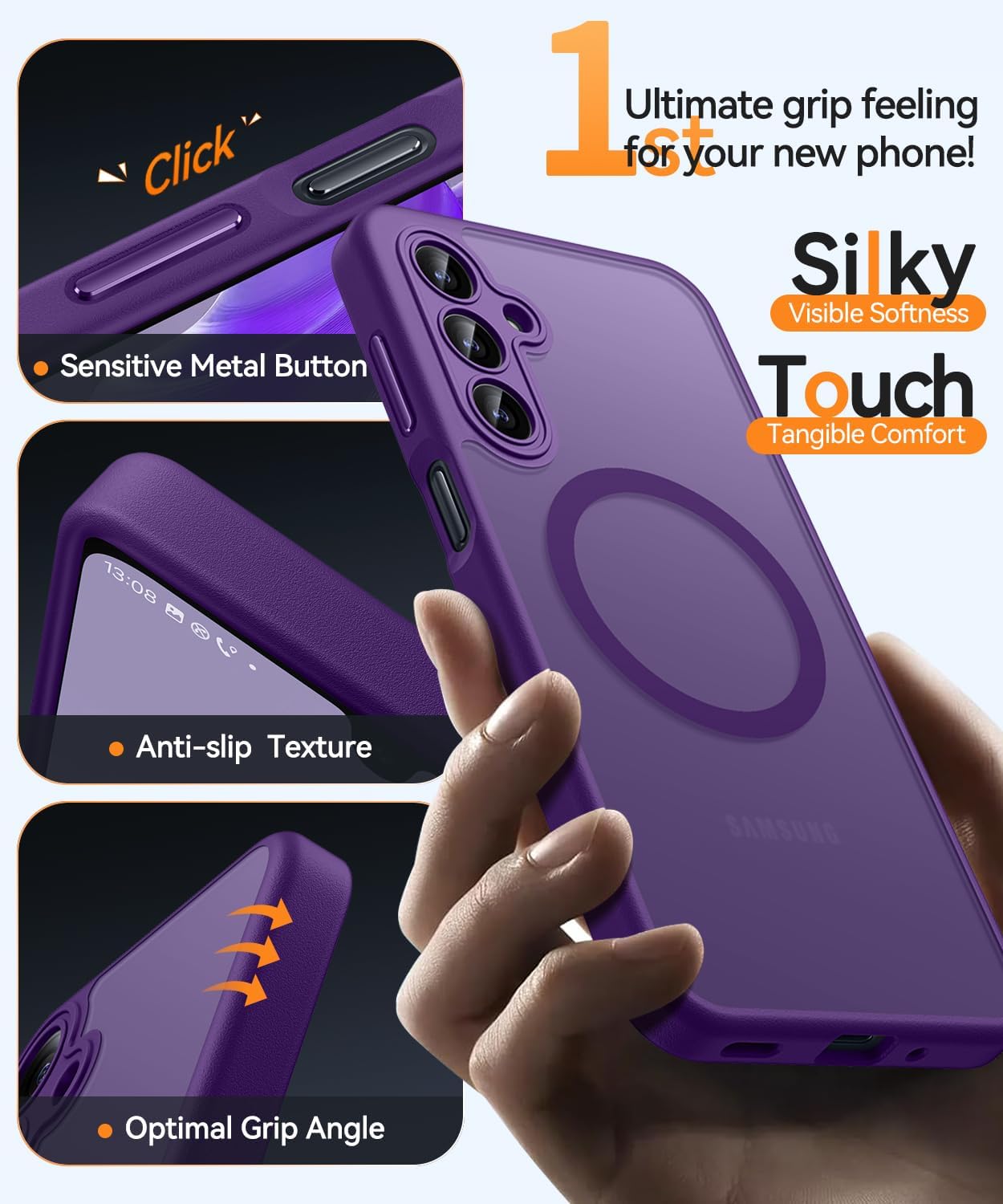 Thumbnail 6 de CANSHN Magnetica Cover per Samsung Galaxy A16 – Custodia trasparente opaca, protezione camera avanzata e supporto MagSafe