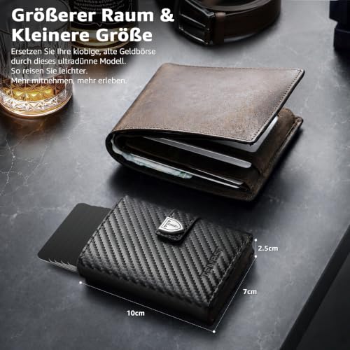 Detalle 2 de TENBST Herren-Geldbörse: schlankes Mikrofaser-Leder, RFID-Schutz und Geschenkbox