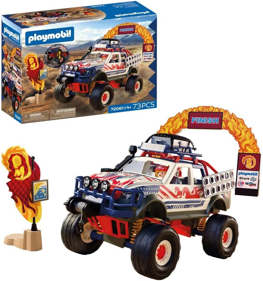 Detalle de PLAYMOBIL Cars Offroad Truck 72061 – Geländewagen mit Seilwinde und Brückenplatten
