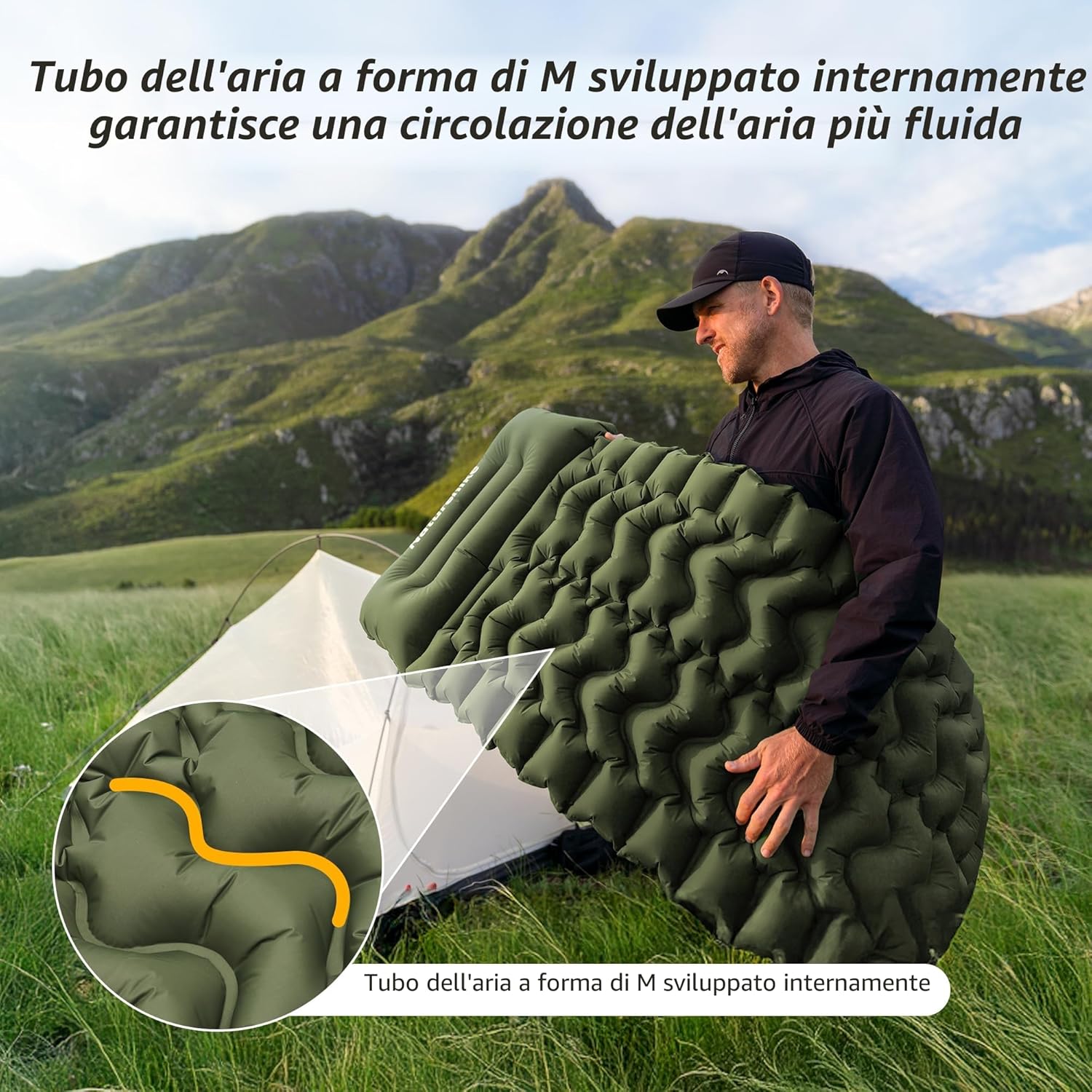 Thumbnail 6 de Naturehike materassino gonfiabile ultraleggero singolo per esterni (verde militare)