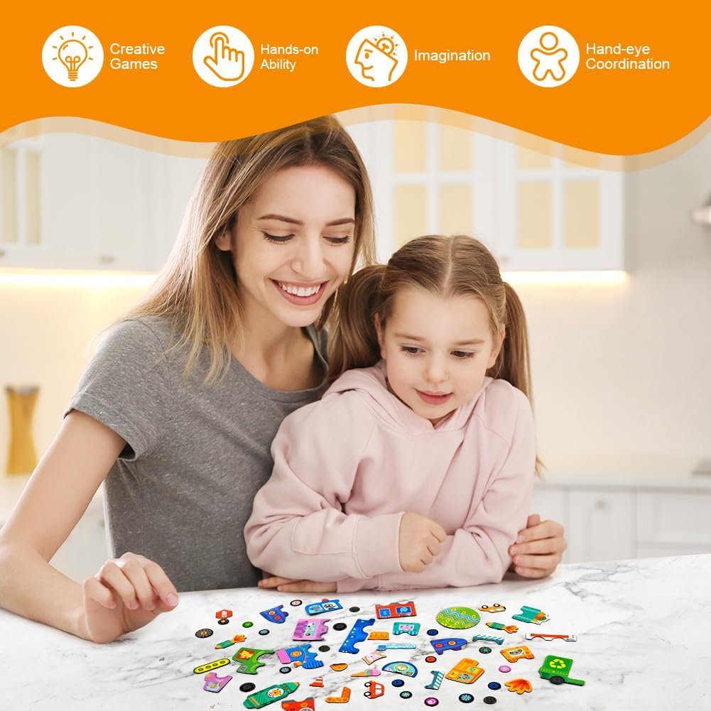 Detalle de Aolso Puzzles Magnétique – Jouet puzzle magnétique 2-en-1 pour enfants 3–5 ans (Transport)