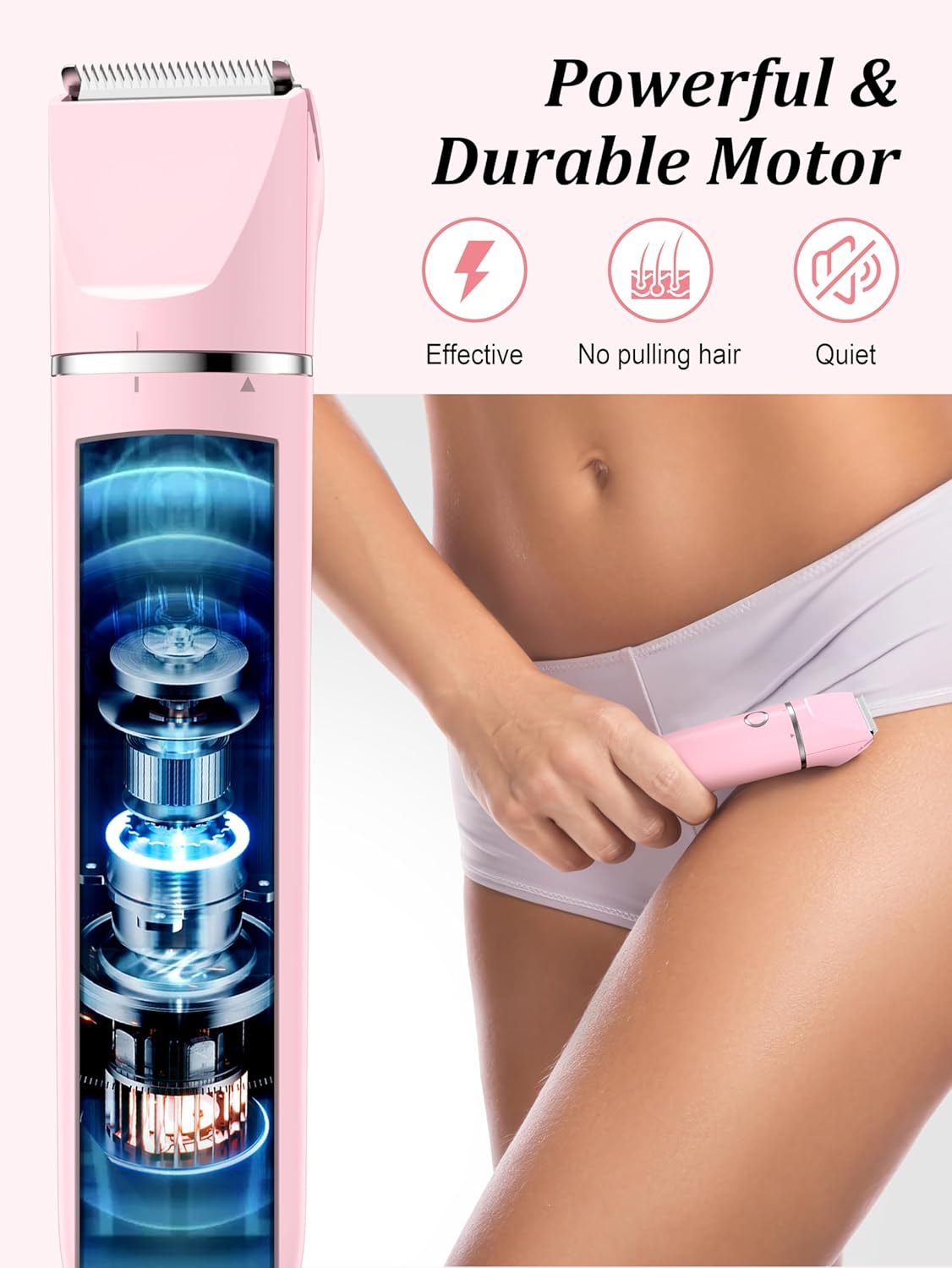 Detalle de Cayzor Intimrasierer für Frauen – 2 in 1 Nass/Trocken, IPX7, kabellos