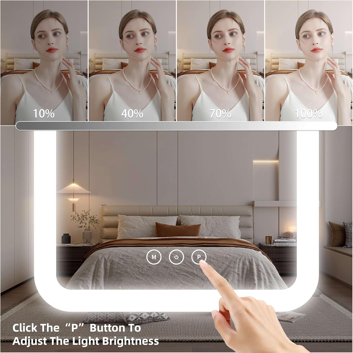 Detalle 2 de Vanity Mirror with Lights: 13.1" x 16.7" LED Lighted Makeup Mirror with Touch Control