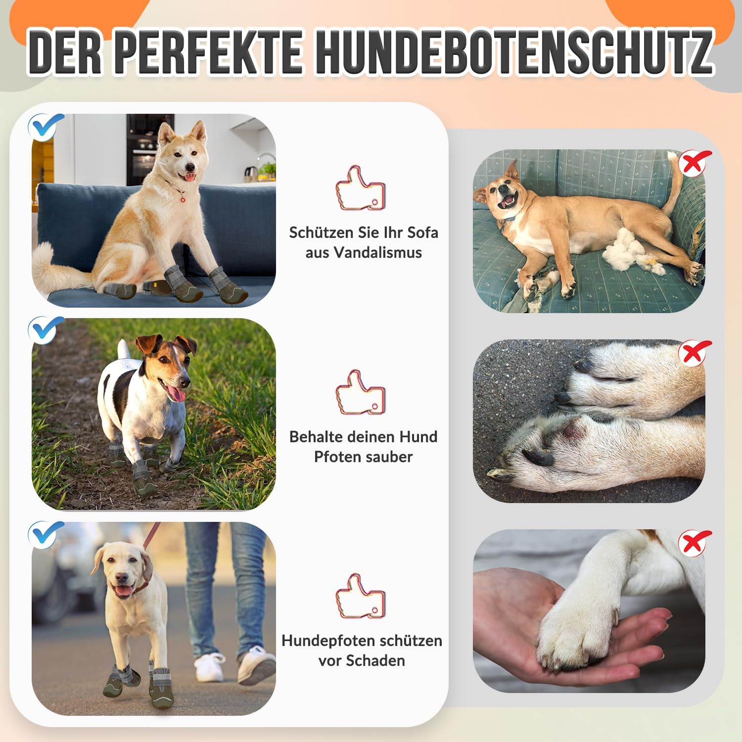 Thumbnail 6 de Eyein Hundeschuhe Pfotenschutz – 2er-Pack, atmungsaktiv, rutschfeste Sohle, Reflektor-Klettverschluss, Größe 4, Braun