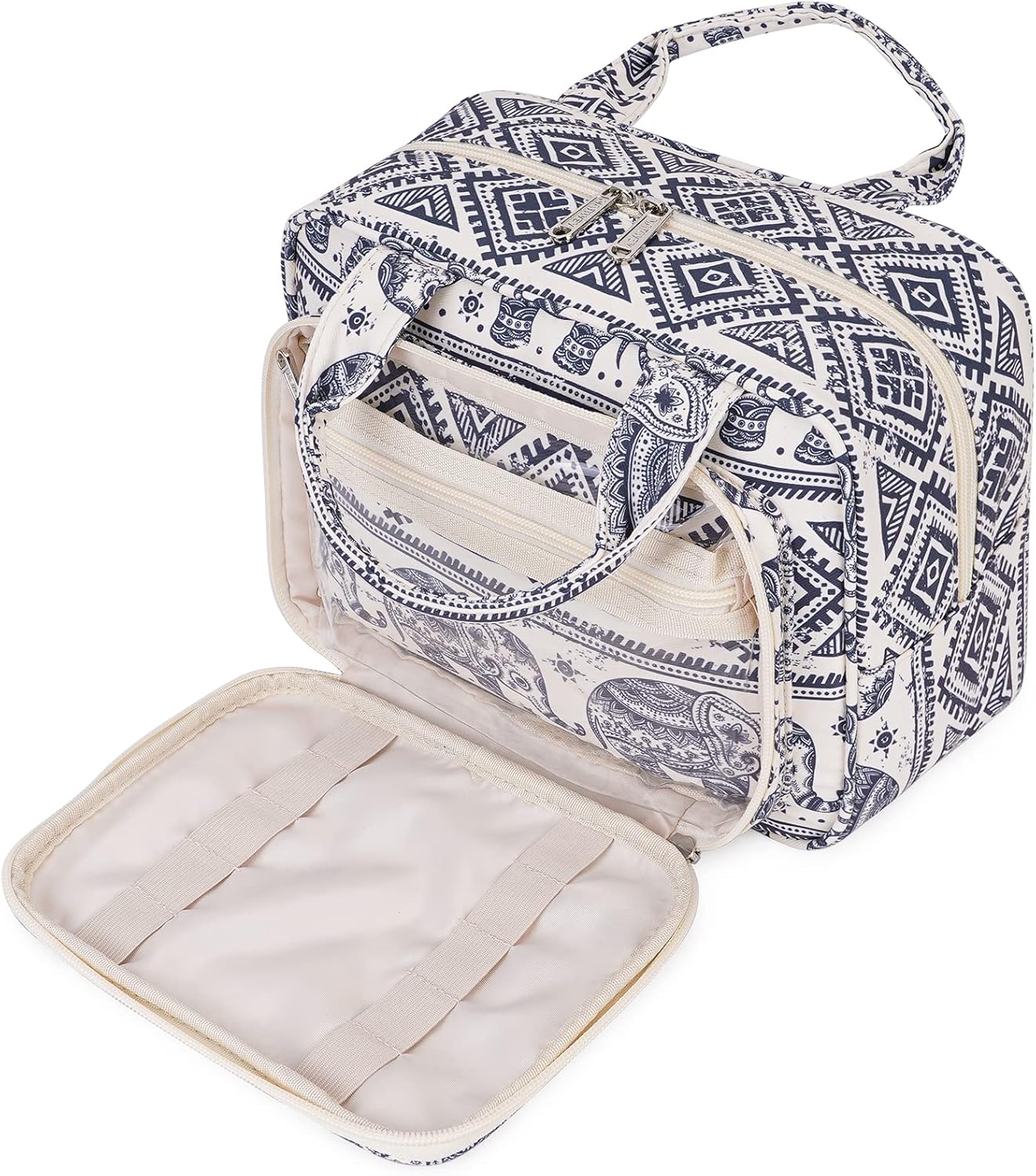 Detalle de Narwey Full Size Toiletry Bag (Large) – Elephant travel wash bag with mesh pockets and waterproof section