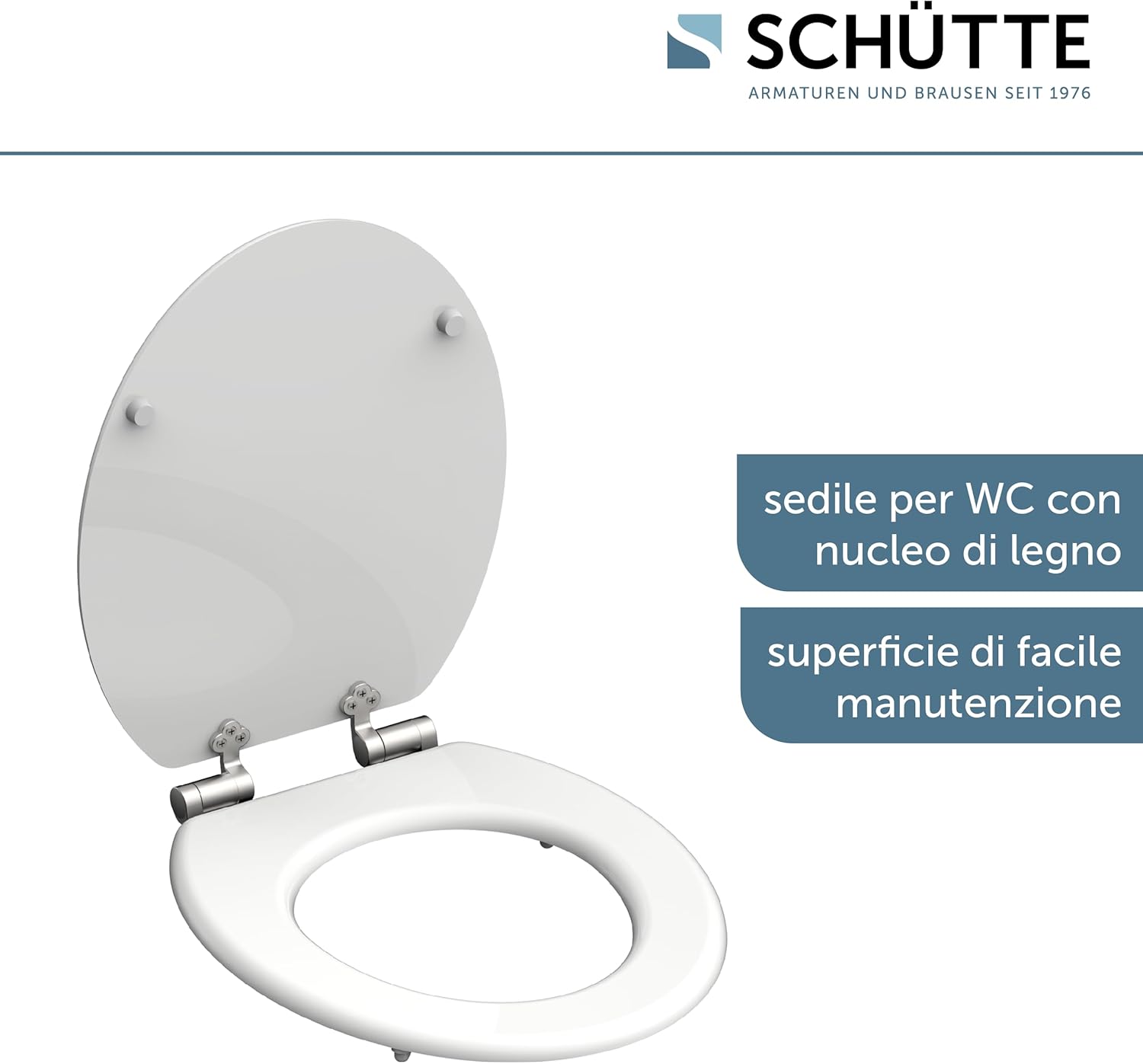 Detalle de Schütte 84100-A: Coperchio con anima in legno, chiusura morbida, bianco