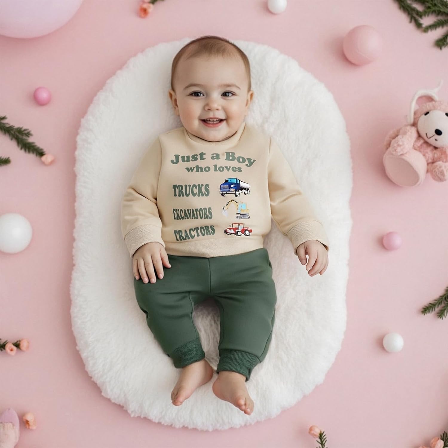 Thumbnail 4 de Geagodelia Toddler Boy Spring/Autumn Outfit Set with Tractor Print Sweatshirt and Joggers