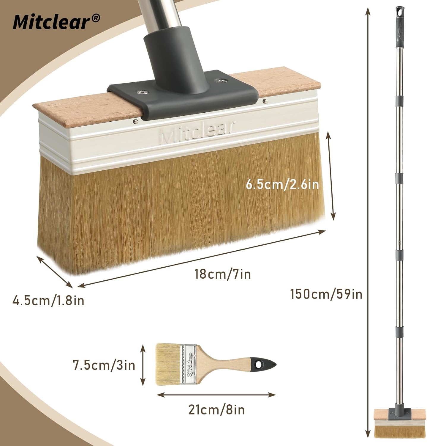 Thumbnail 1 de Mitclear Deck Stain Applicator with Long Handle (59in) – 7in & 3in Deck Stain Brushes
