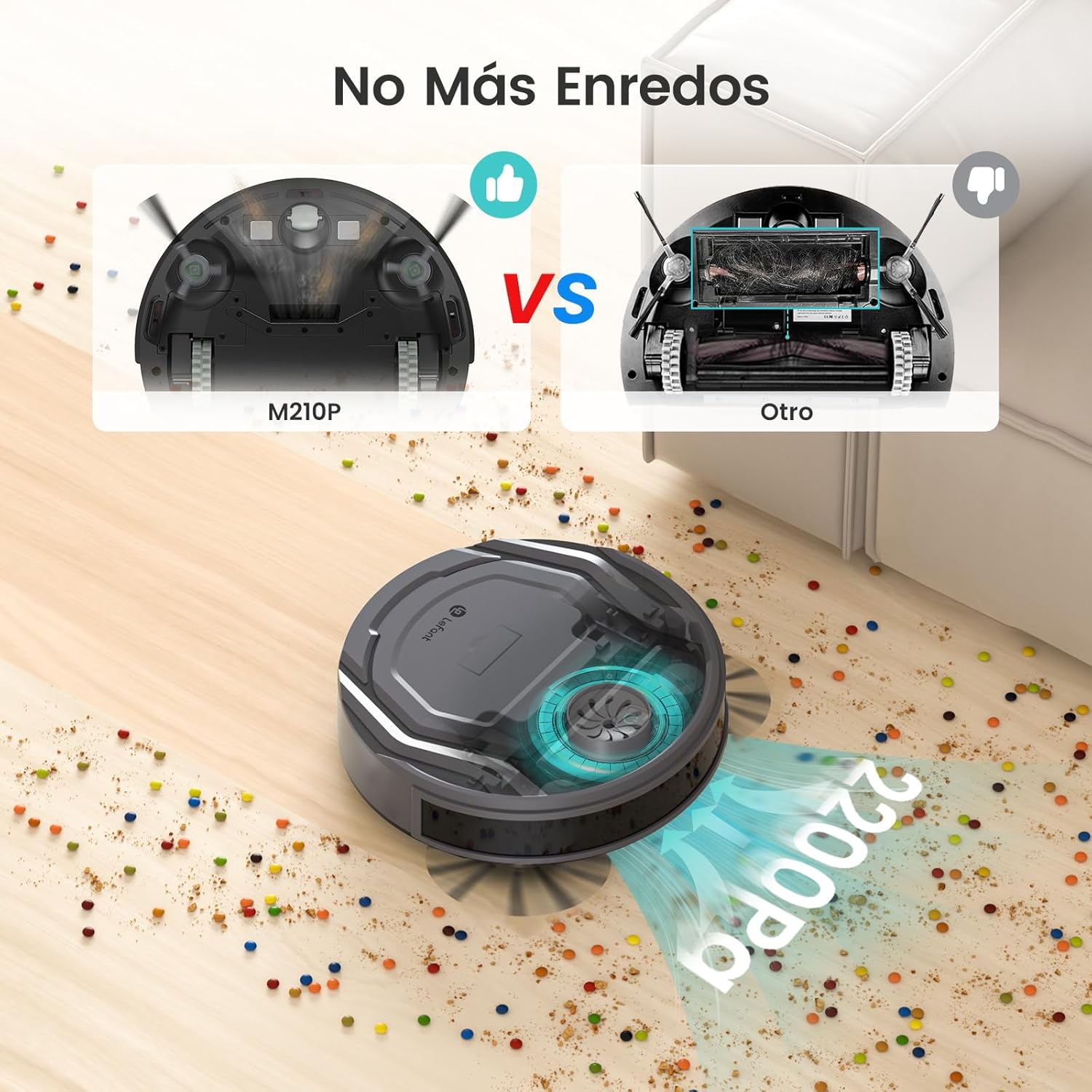 Thumbnail 1 de LEFANT M210P Robot Aspirador 🚀 2200Pa, Mascotas, Wi-Fi, Gris