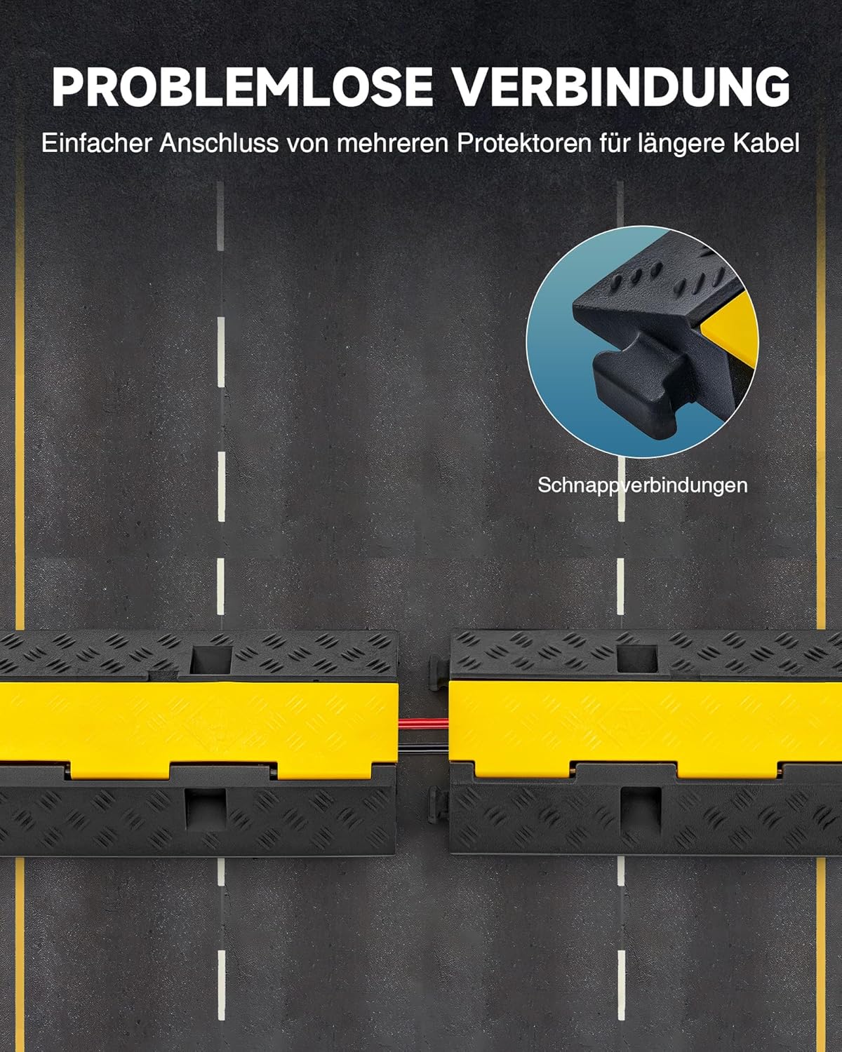 Thumbnail 6 de CREWORKS Boden-Kabelbrücke (2-Kanal) im 5er-Set – 100 x 24,5 x 5 cm, Überfahrschutz für Kabel