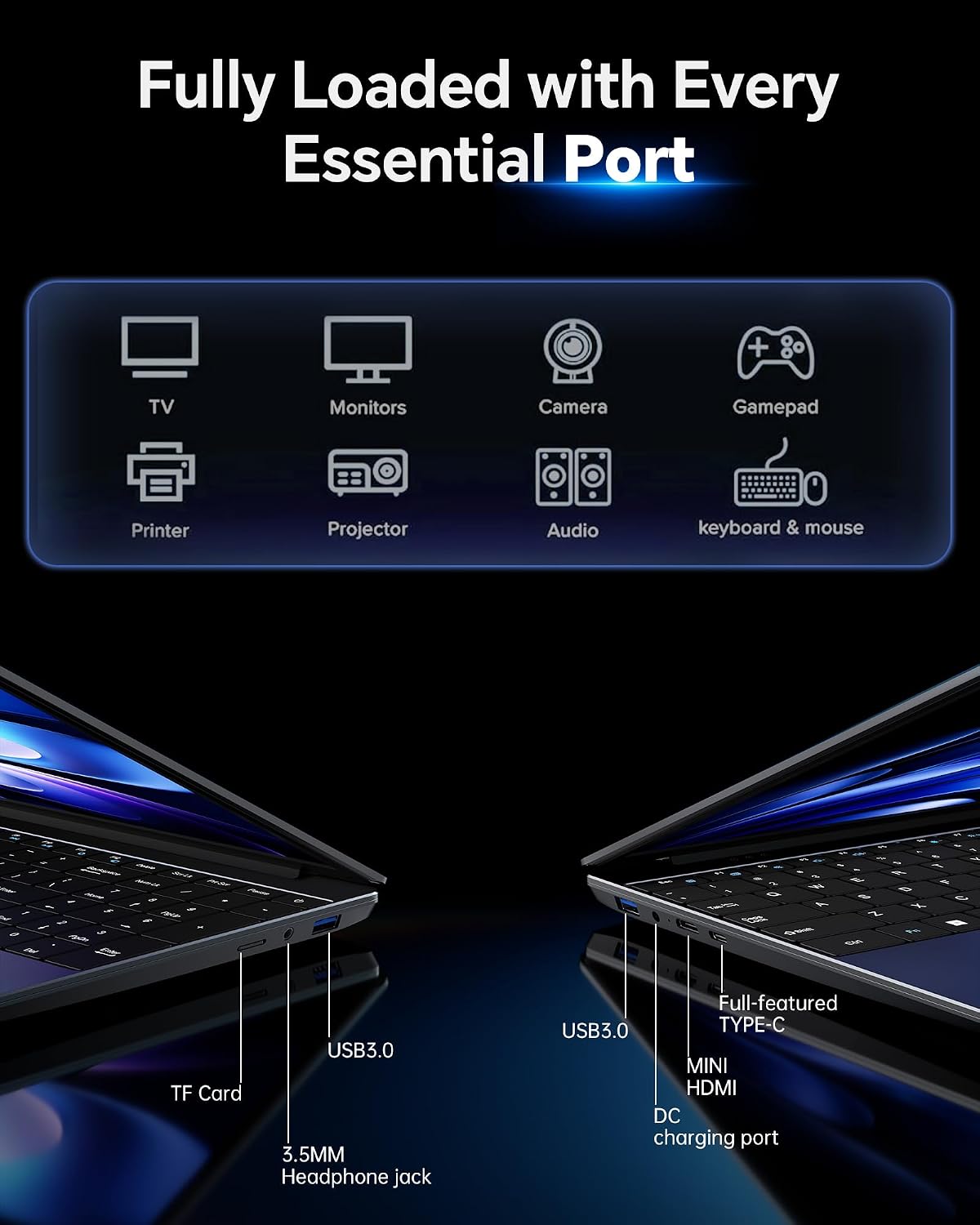 Detalle de AKCHART M156FH 15.6-Inch Laptop, 12GB RAM, 256GB SSD, FHD IPS
