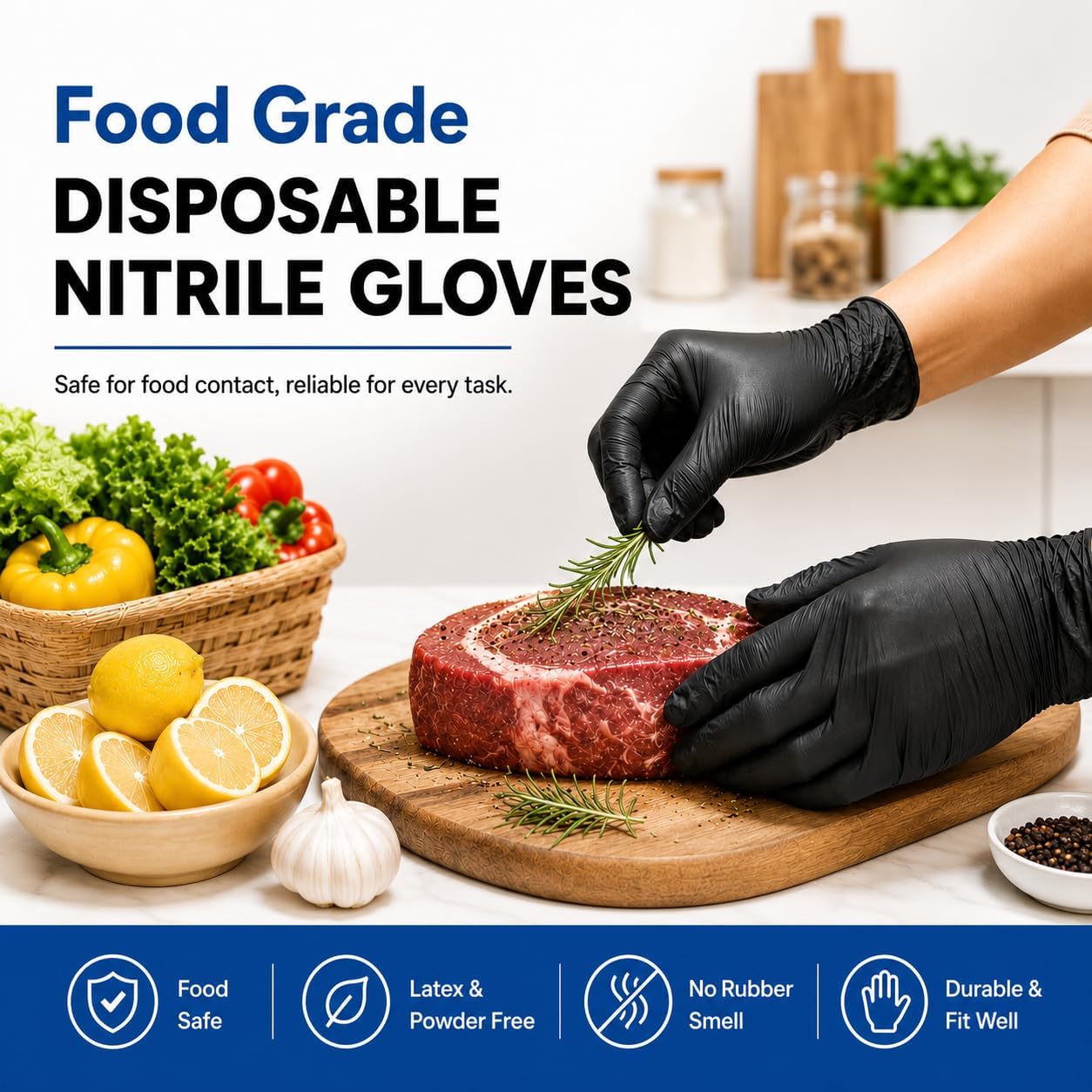 Detalle 2 de Amarynth Abc-dg01 Disposable Nitrile Gloves, X-Large, 5 Mil, 100 Count
