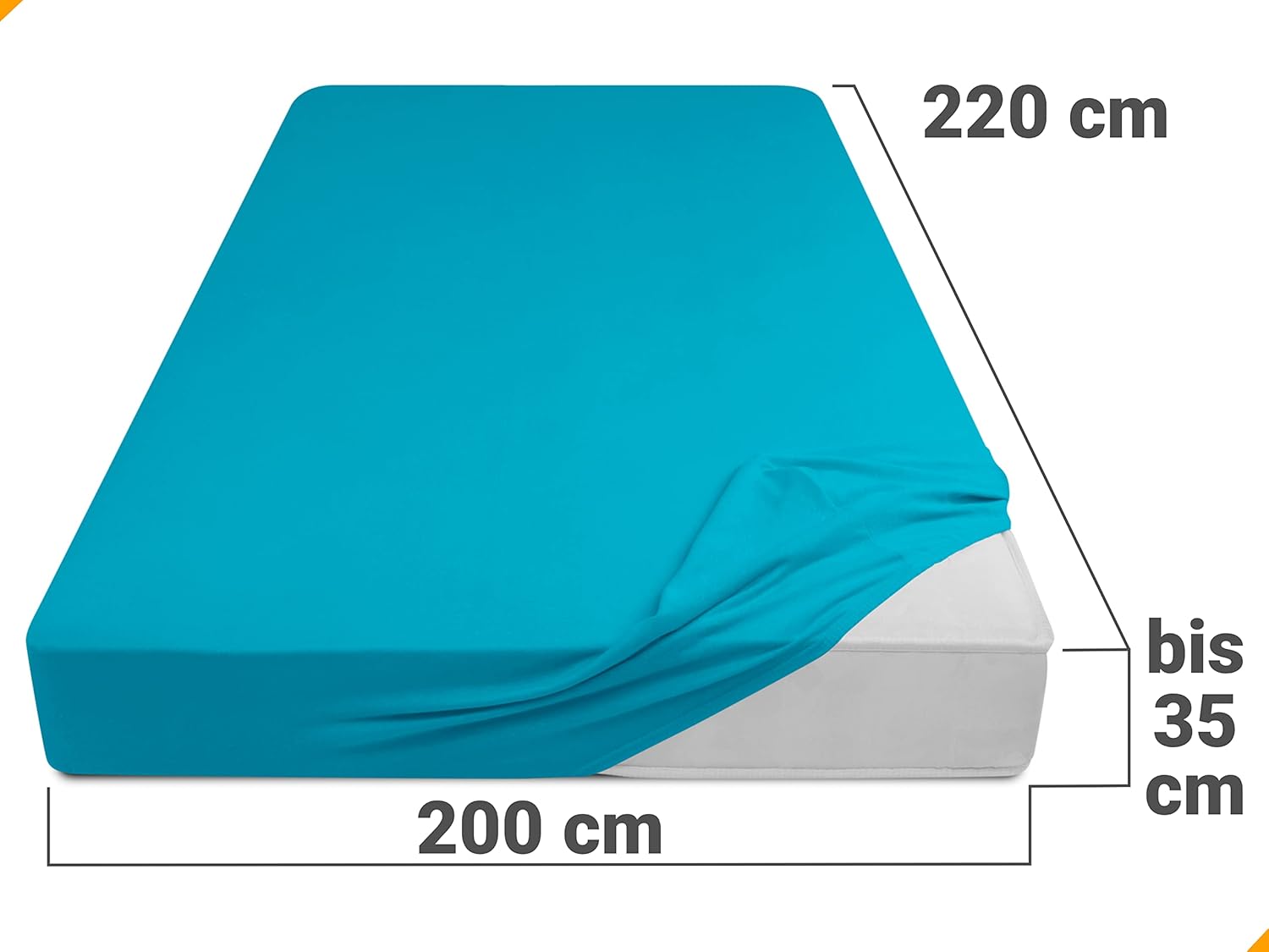 Thumbnail 2 de Npluseins Drap Housse 200x220 en Jersey 100% Coton – Turquoise, 22 couleurs, 6 tailles