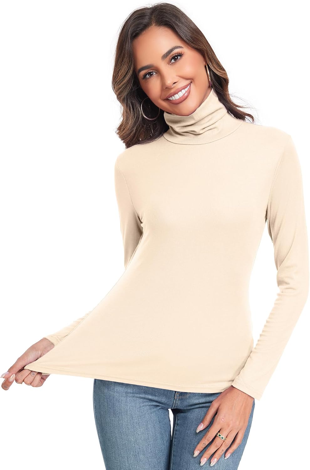Thumbnail 4 de Women's Long Sleeve Casual Lightweight Turtleneck Top Slim Fit ⛅