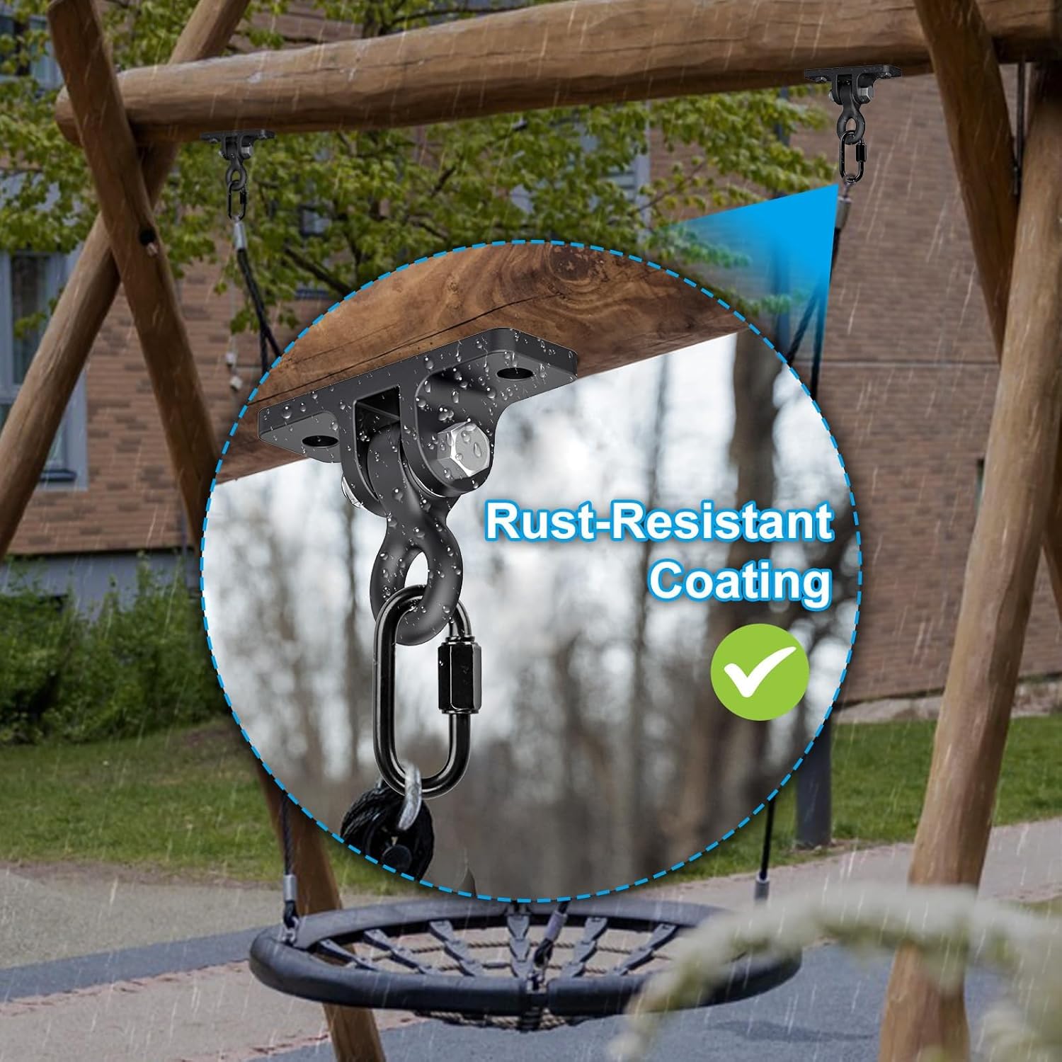 Thumbnail 6 de Dolibest 2pcs Swing Hanger: Heavy-Duty Ceiling Brackets for Beams with 180° Swivel Carabiners