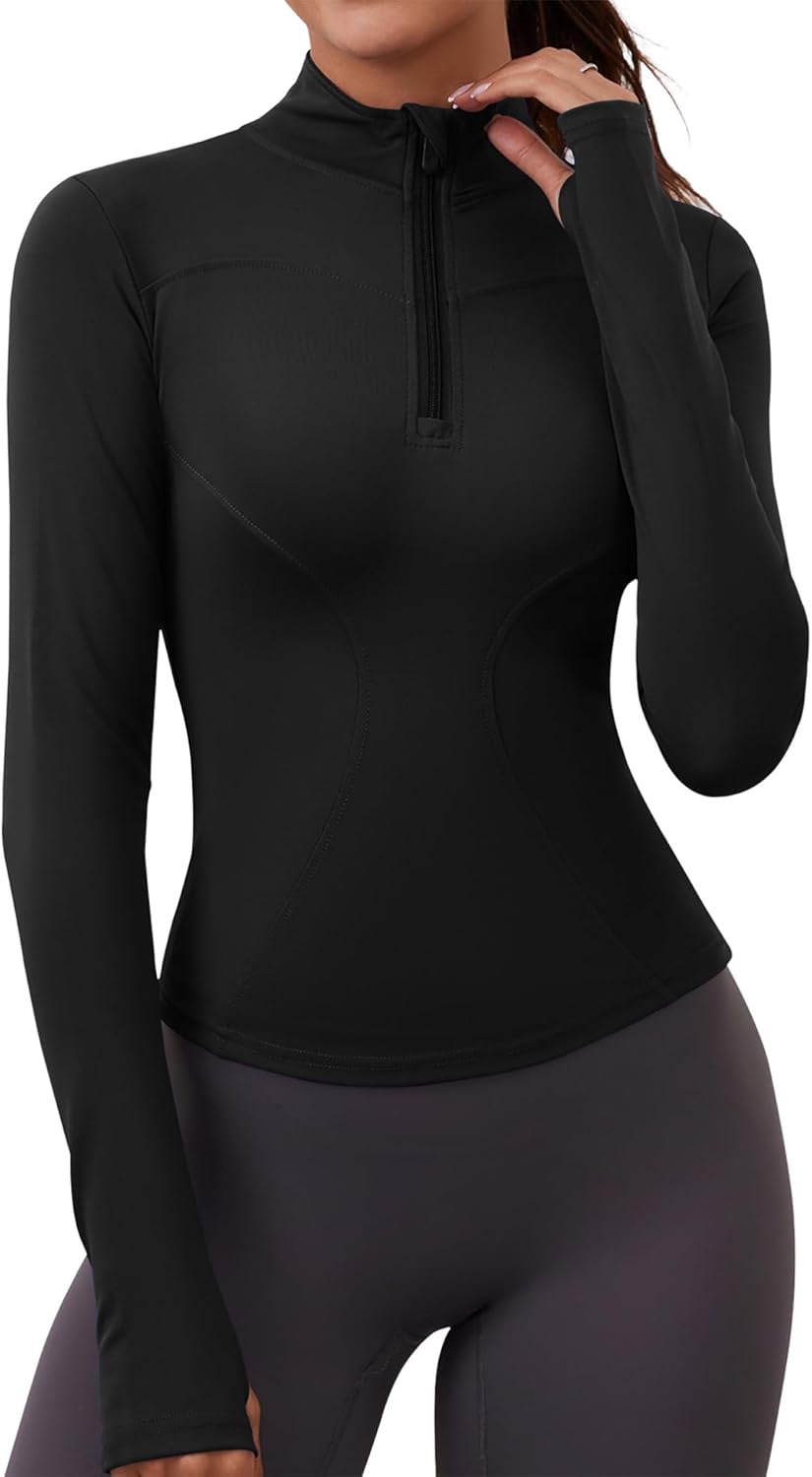 Rapbin Womens 1/4 Zip Gym Top