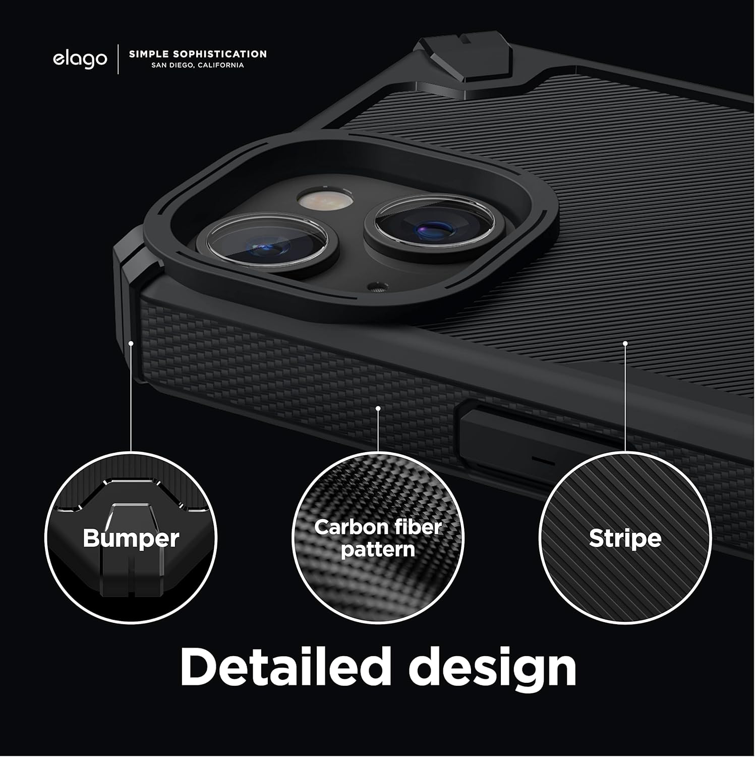 Thumbnail 5 de elago Armor Case for iPhone 14 (6.1") – rugged TPU protection with carbon-fibre texture (Black)