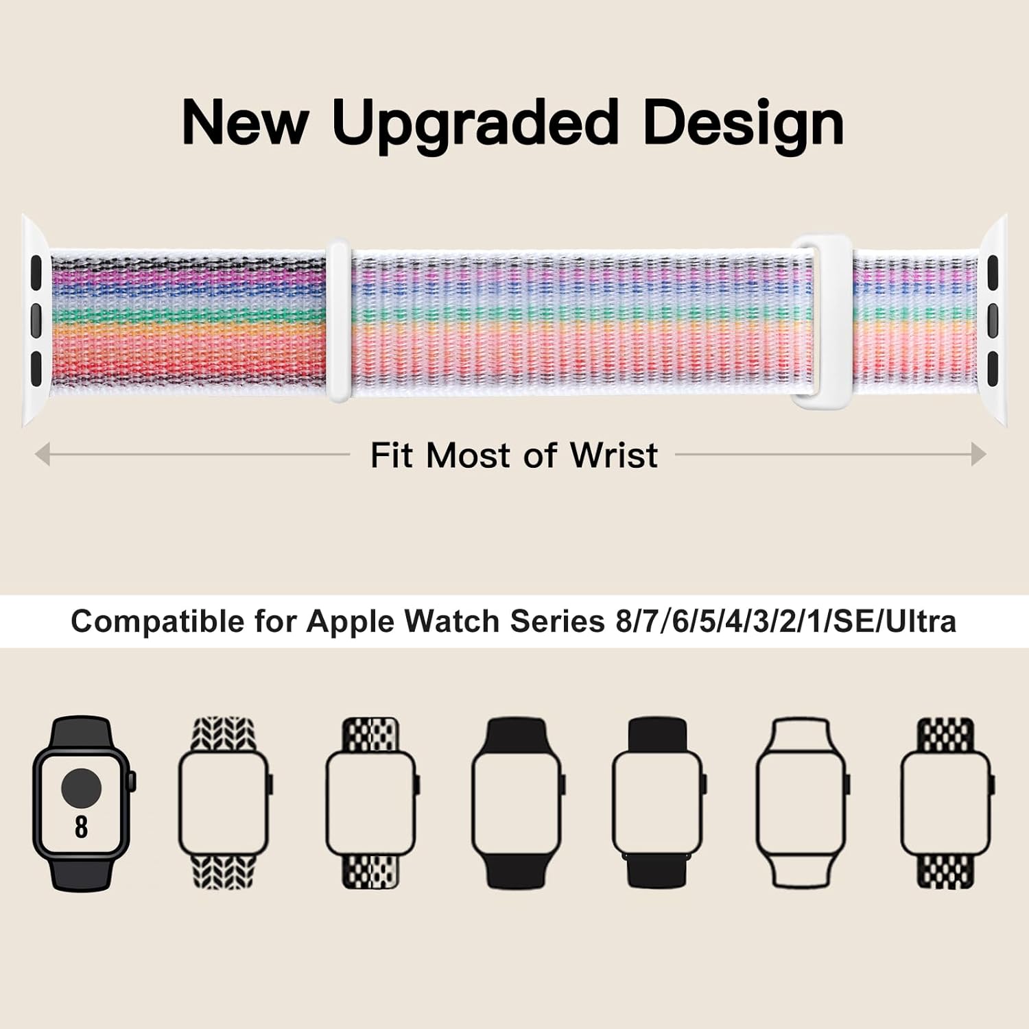 Thumbnail 4 de Yoohoo Bracelet Nylon compatible Apple Watch – 38–46 mm (SE/SERIES, hommes et femmes)