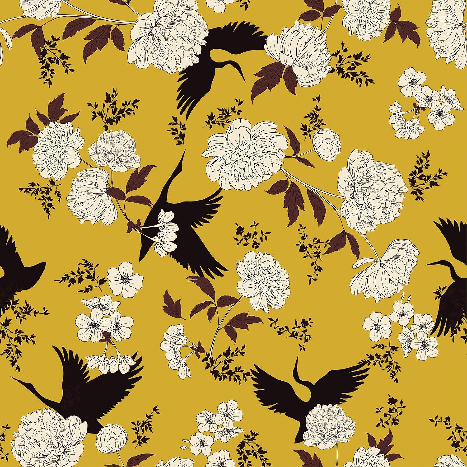 Detalle de VEELIKE Vintage Yellow Floral Wallpaper 44.5×300cm 📐