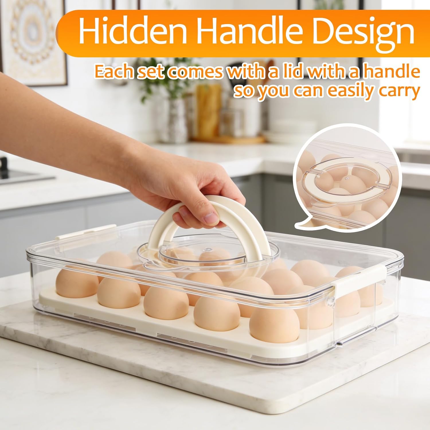 Thumbnail 4 de Deviled Egg Containers with Lid, 2-Pack: 40-Egg Capacity Stackable Carrier for Picnics and Parties