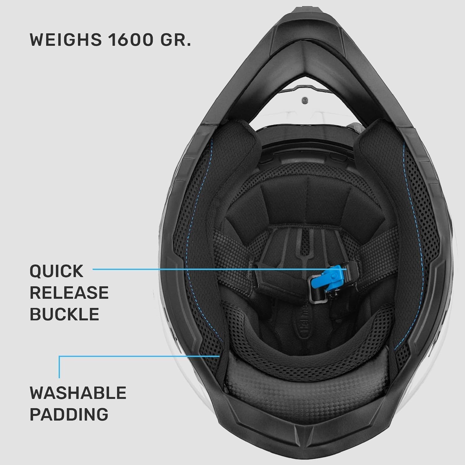 Detalle de Westt Casque Moto Homologué ECE 22.06 – Casque Cross polyvalent avec double visière