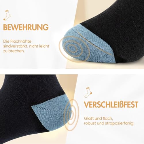 Detalle de NUOZA 12 Paar Sommer Socken Schwarz Damen 35-38 – Baumwolle, atmungsaktiv & robust