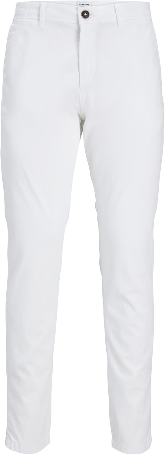 Detalle de Jack & Jones Jpstmarco Jjbowie SA pantalones blancos para hombre (corte ajustado con elastano)
