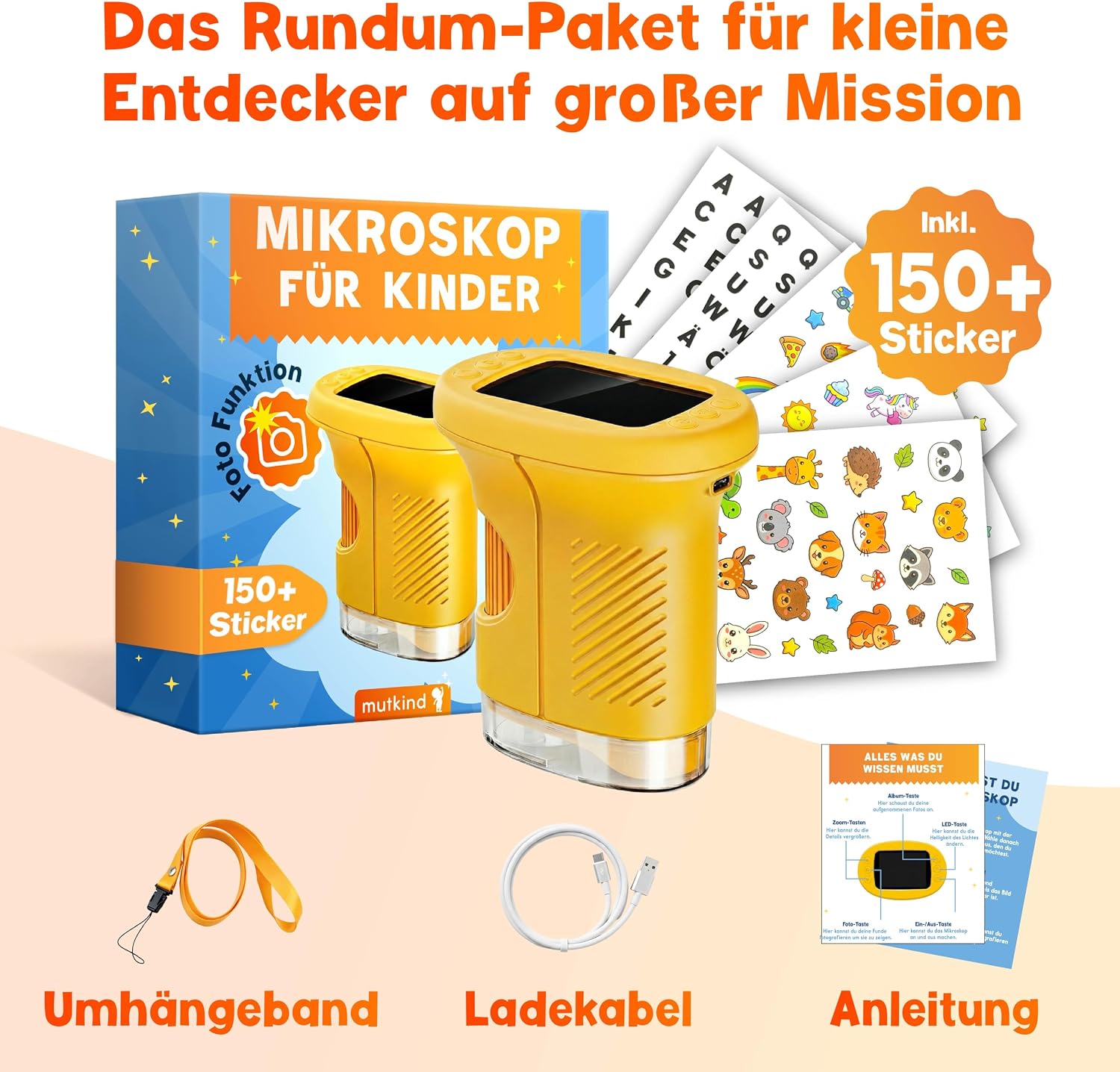 Thumbnail 6 de Mutkind Digitales Mikroskop für Kinder – 1000X Vergrößerung, Foto-Funktion und HD-Bildschirm