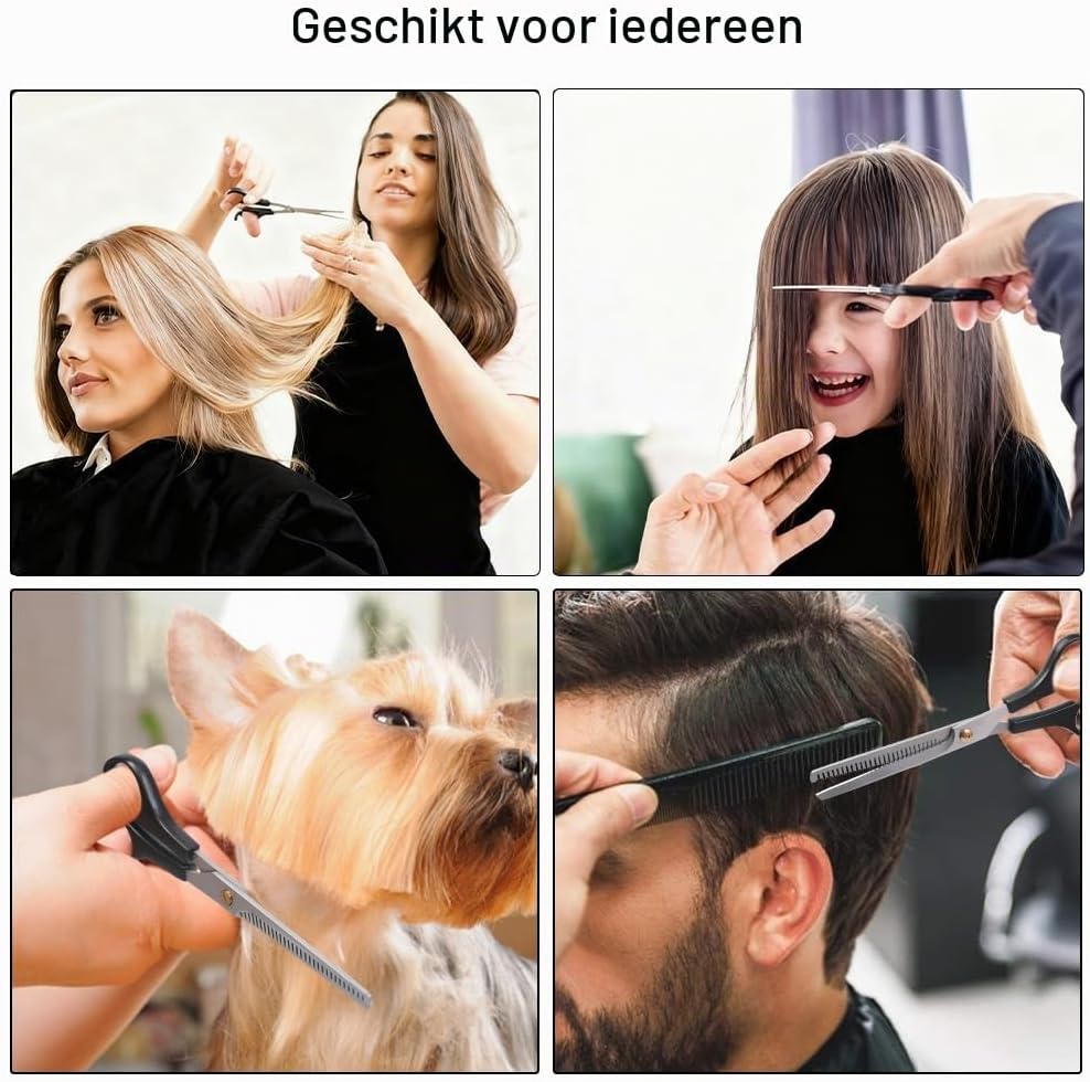 Thumbnail 6 de Beugo 5242525 kappersscharenset met uitdunschaar, kam en kapperscape