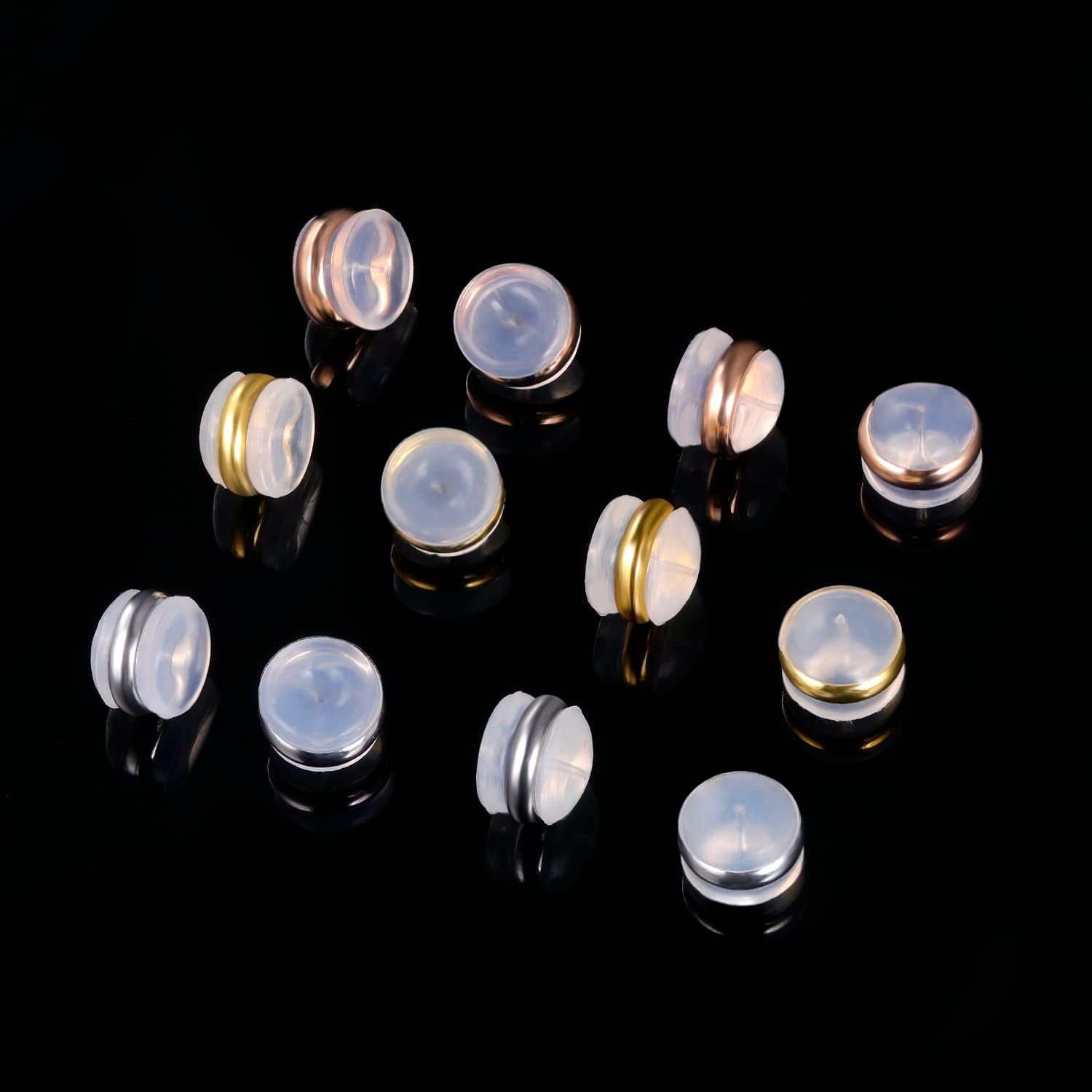 Thumbnail 4 de VOLUKA EB-2201 Rubber Earring Backs, 6 Pairs in Three Plated Colors