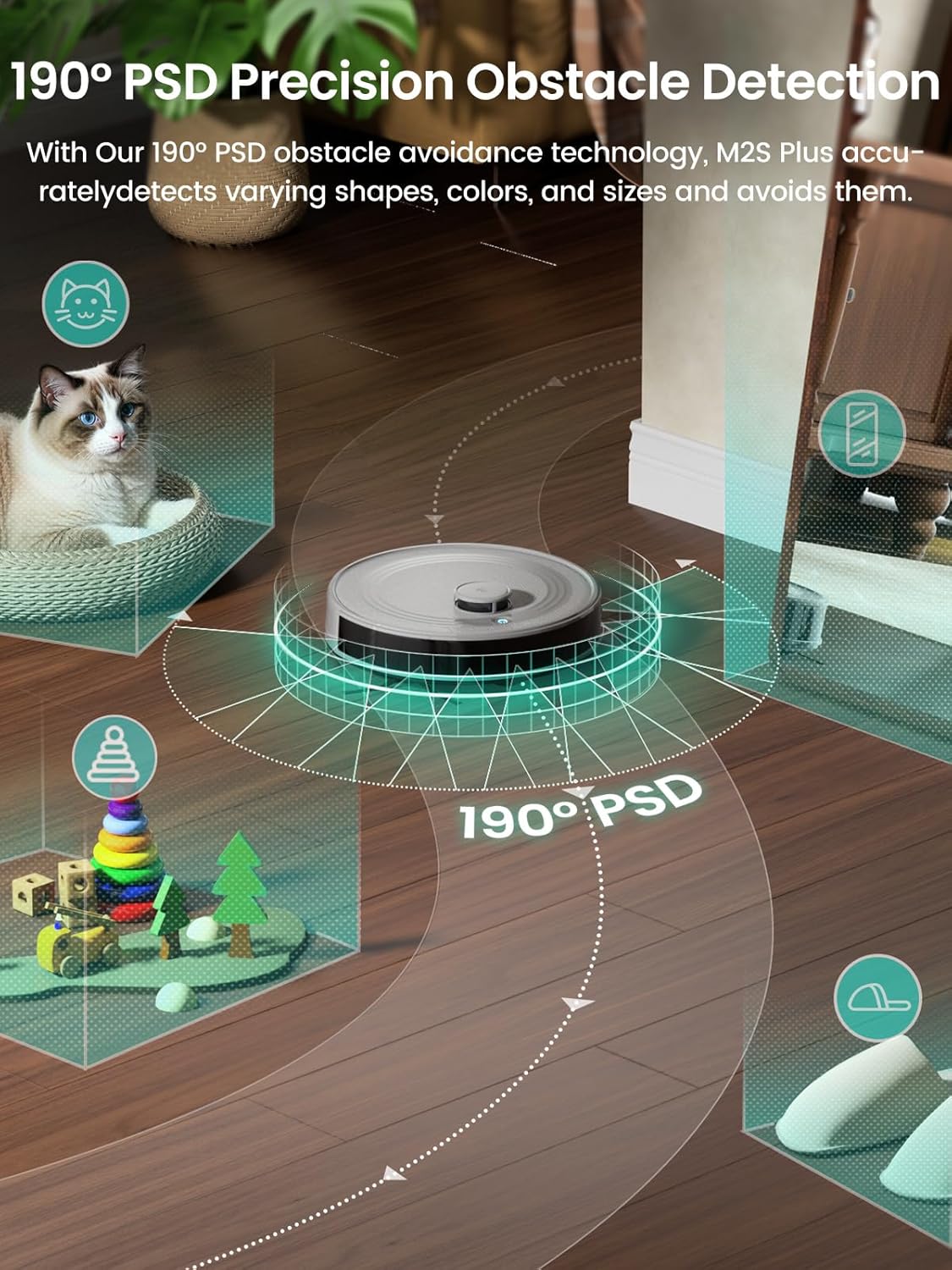 Detalle 2 de Lefant M2S Plus Robot Vacuum and Mop — 10,000Pa suction, self-emptying, LiDAR navigation