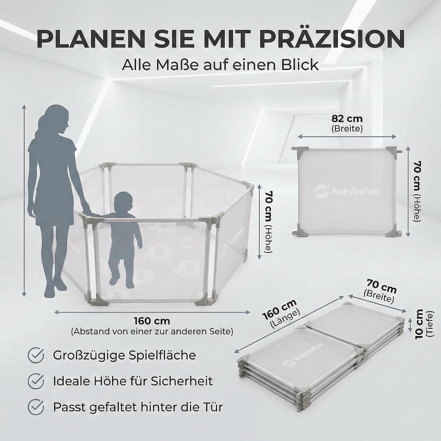 Thumbnail 4 de BabybeFun Laufstall Baby – 6-teilig & erweiterbar