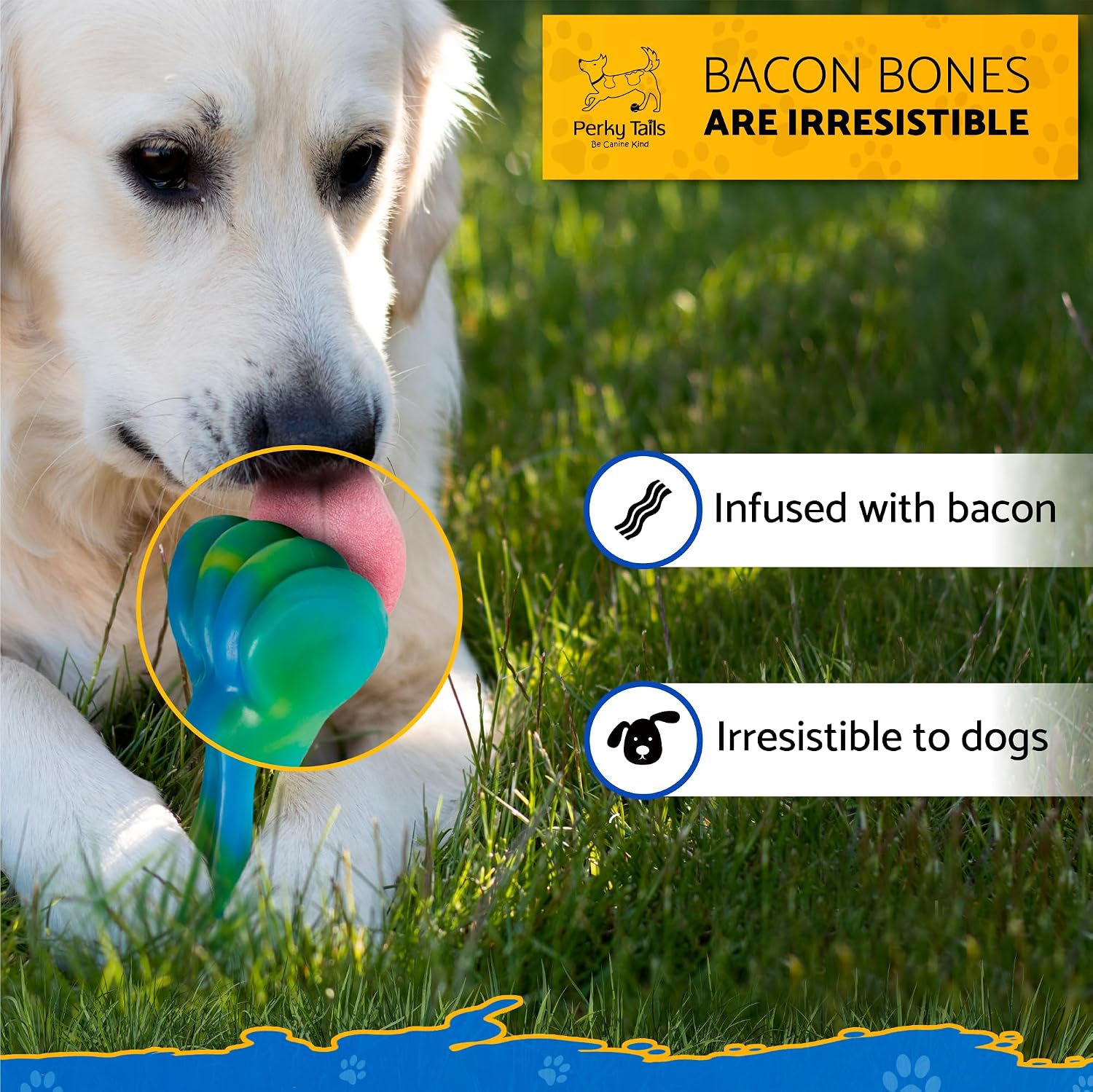 Detalle de Perky Tails Almost Indestructible Hard Nylon Bacon Dog Chew Toys (2-Pack) for Small to Medium Dogs
