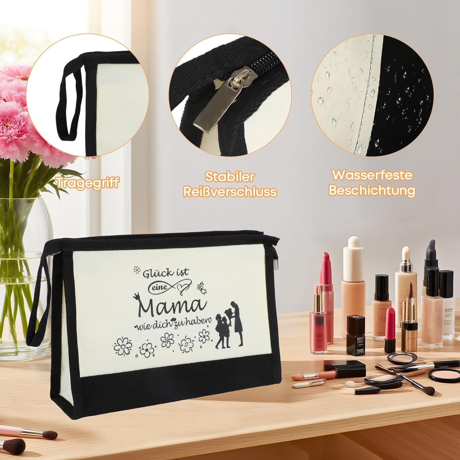 Detalle de Seutgjie Set „Geschenke für Mama“ mit Canvas-Tasche, Kosmetiktasche, Glückwunschkarte und Reh-Anhänger