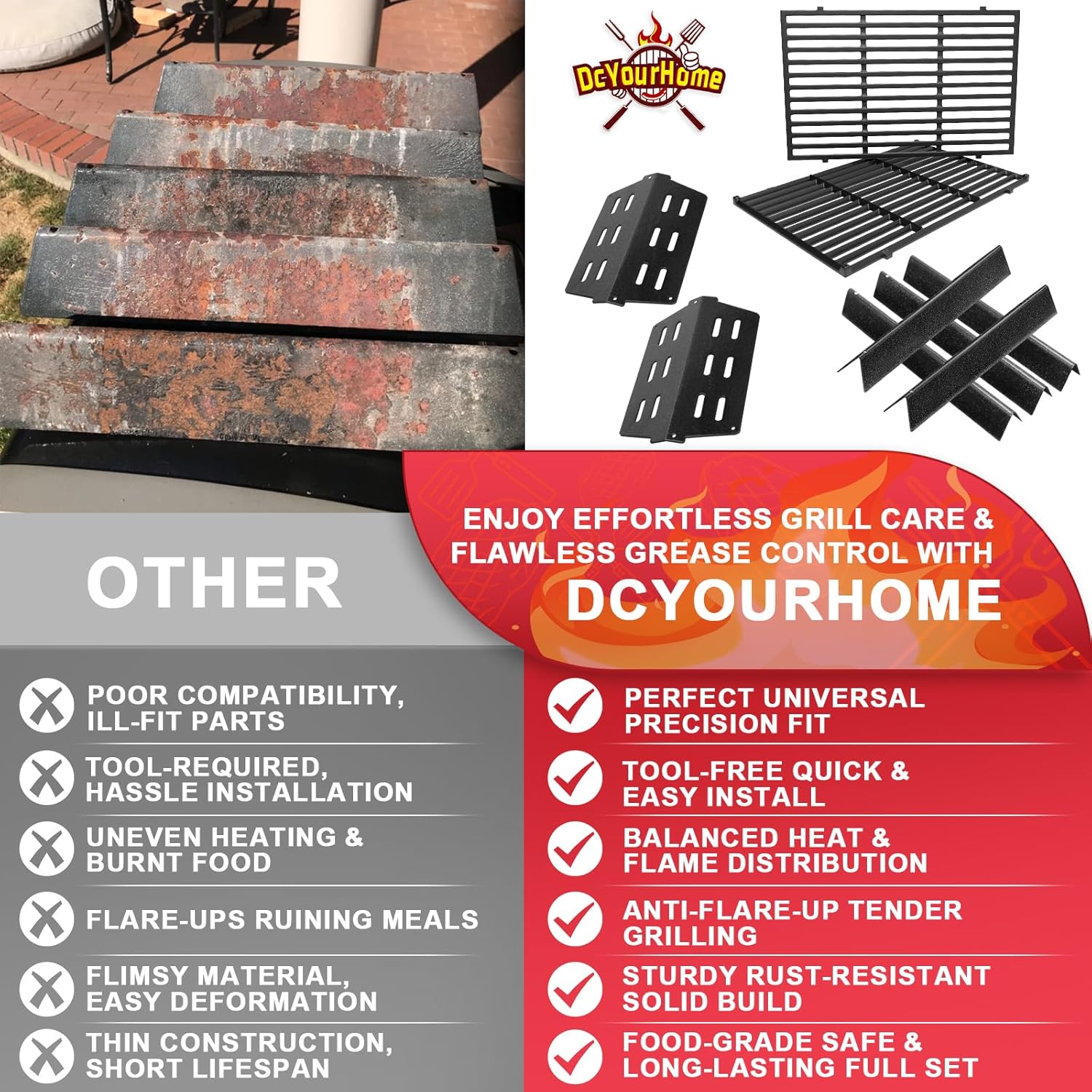 Thumbnail 6 de Grill Parts Kit for Weber Genesis 300-330: Complete 7621 Flavorizer Bars, 7524 Grates, 7622 Heat Deflectors