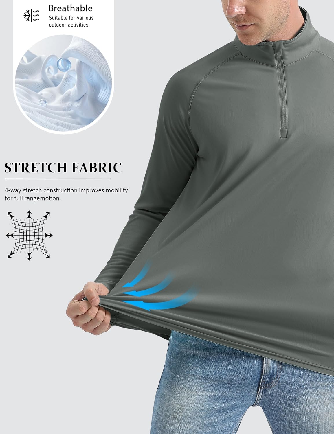 Thumbnail 2 de MAGCOMSEN Rashguard da uomo con UPF 50+ e zip 1/4, maniche lunghe per sport e outdoor