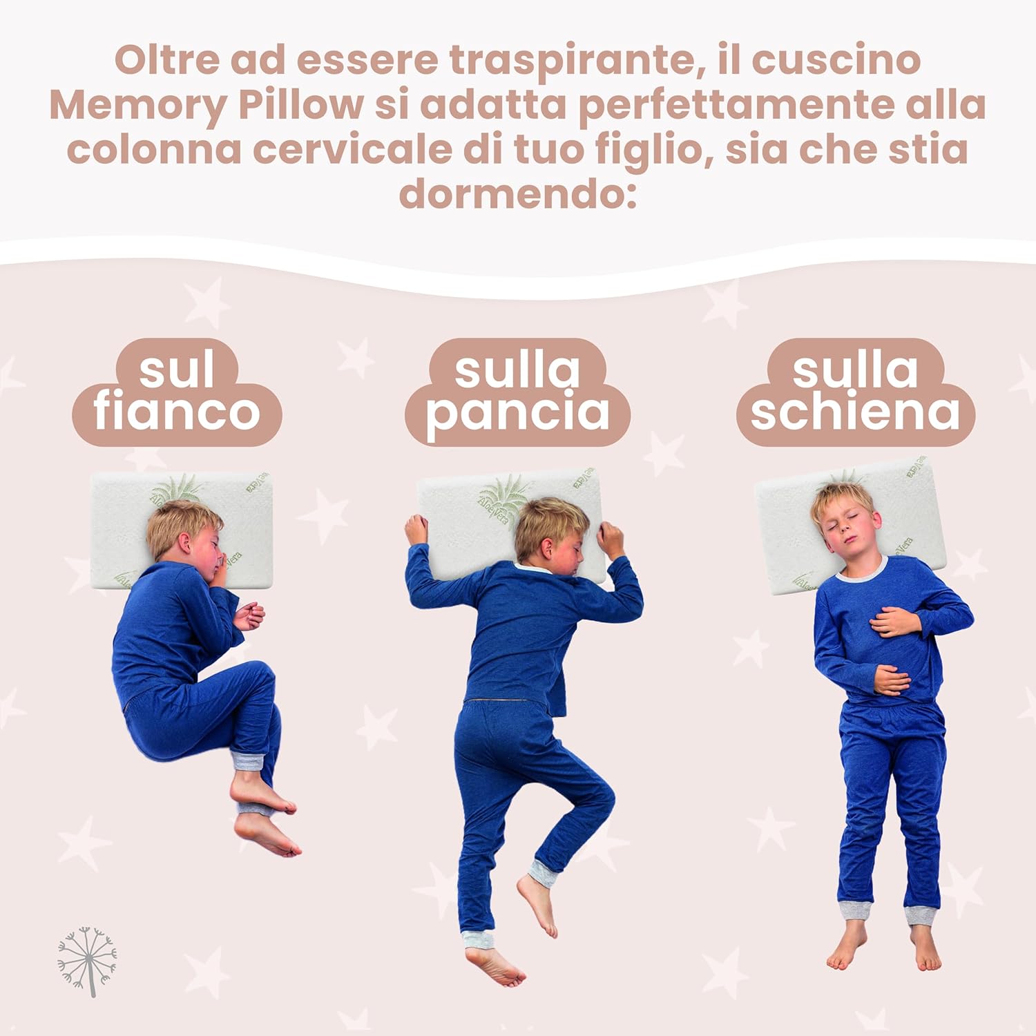 Thumbnail 5 de MIMUSELINA Cuscino Memory Foam Bambini 50x30x5,5 cm con federa Aloe Vera sfoderabile e lavabile