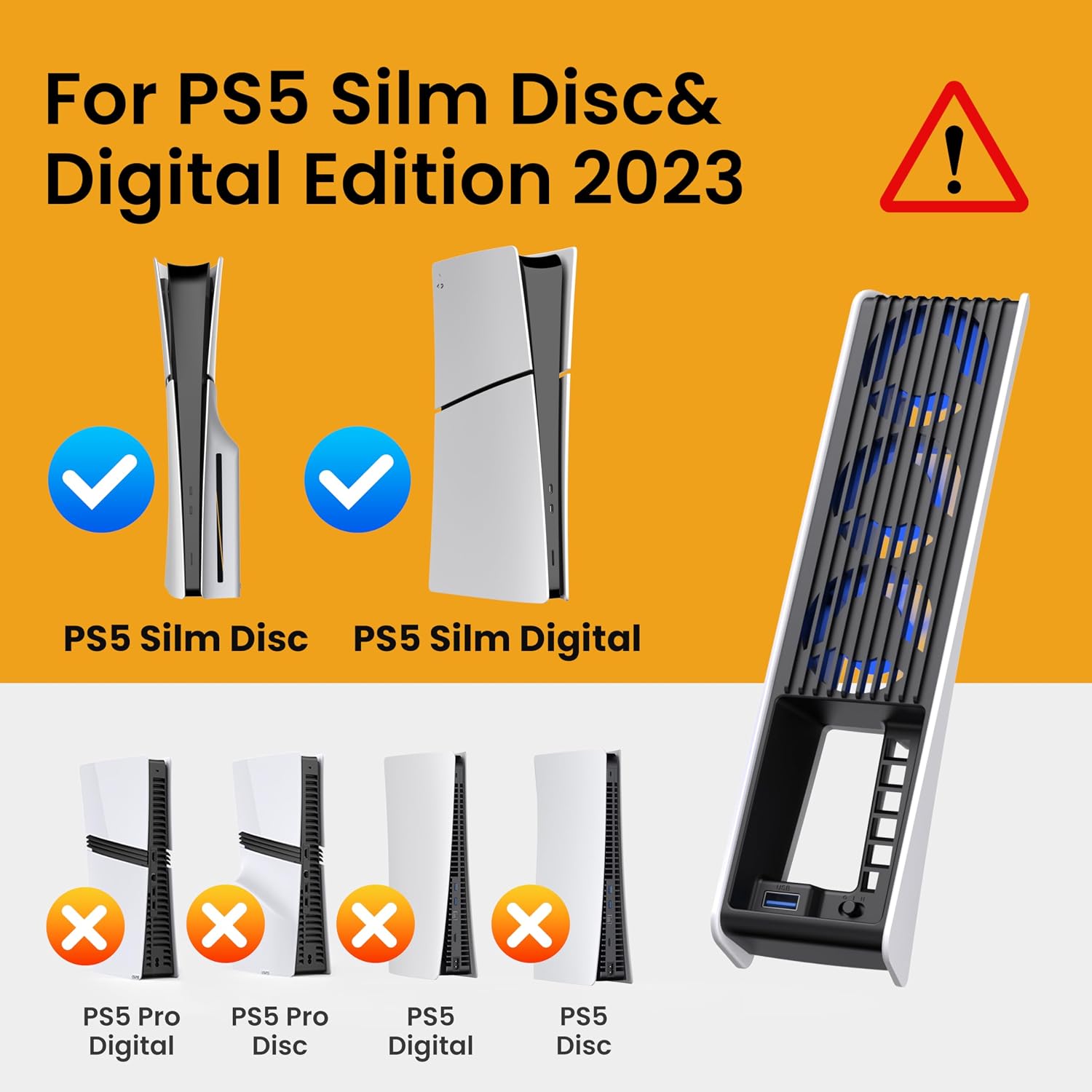 Detalle de KIWIHOME Cooling Fan for PS5 Slim: Efficient Triple-Fan Cooling with USB Passthrough
