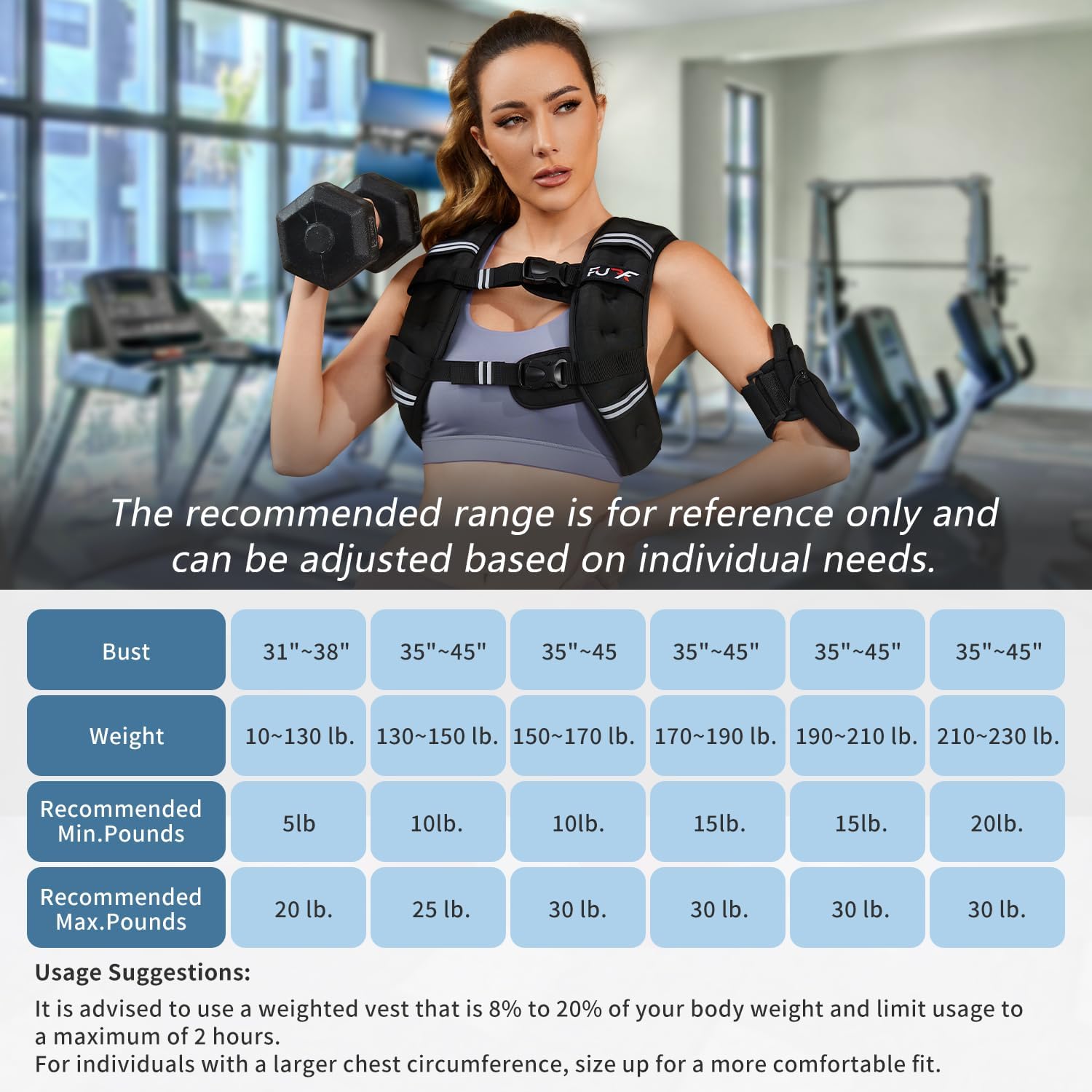 Thumbnail 5 de FUFF Weighted Vest for Women (5–30 LB) with Reflective Stripe for Walking, Running & Training