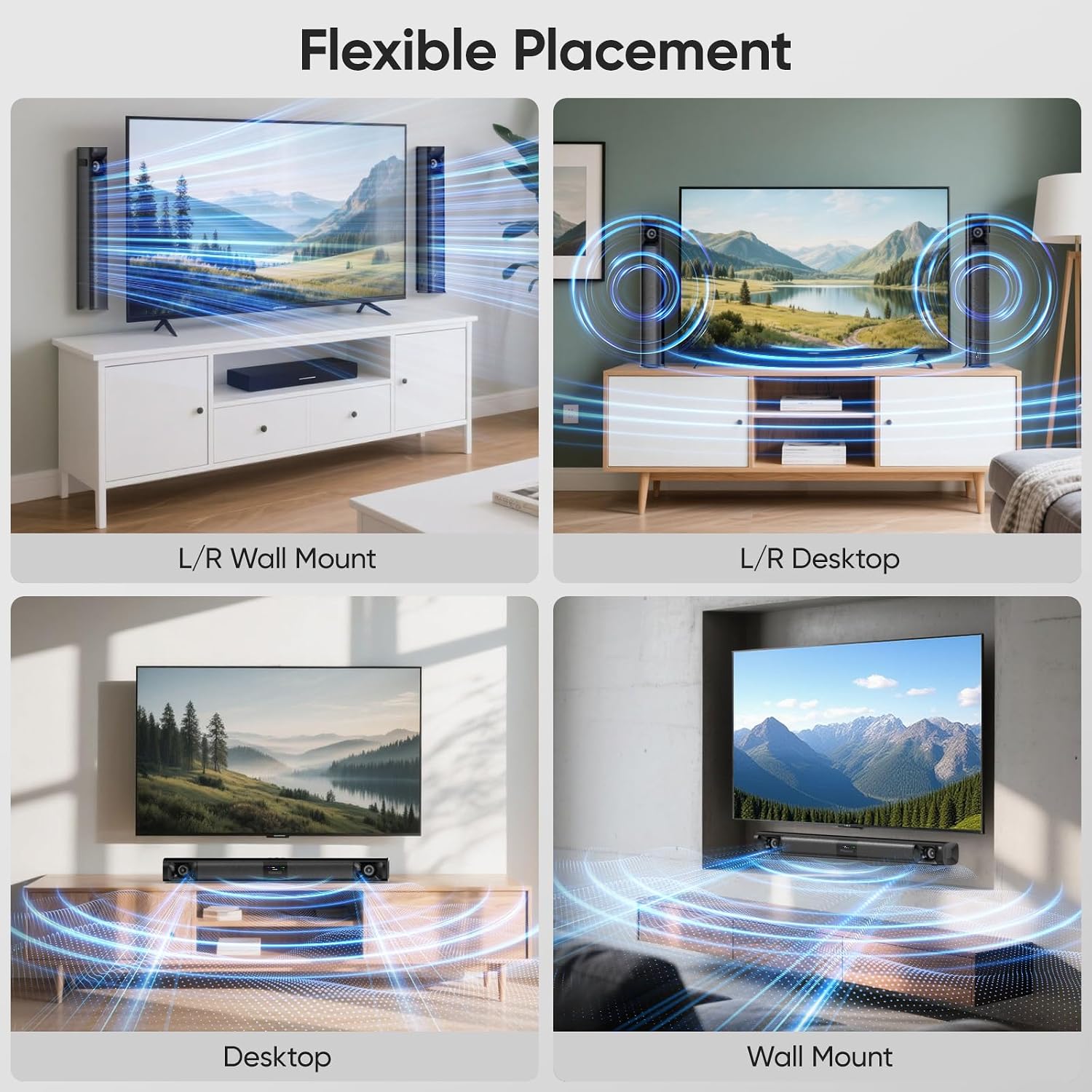 Thumbnail 5 de Saiyin Sound Bar for Smart TV — 80W 2.0 Detachable System with Bluetooth, ARC/Optical/AUX