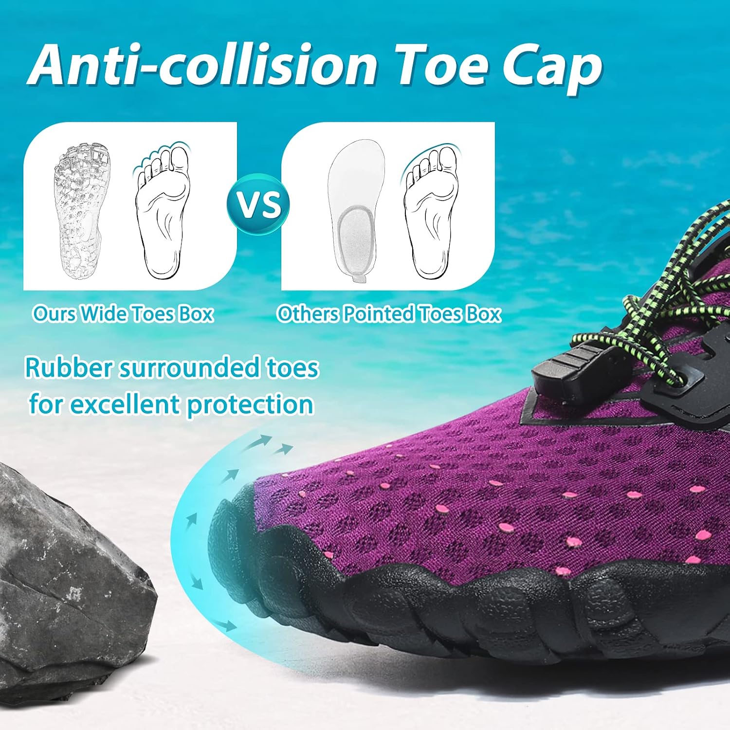 Detalle de Wasserschuhe Damen/Herren – Schnelltrocknende Badeschuhe mit Drainagelöchern, 36–46 EU