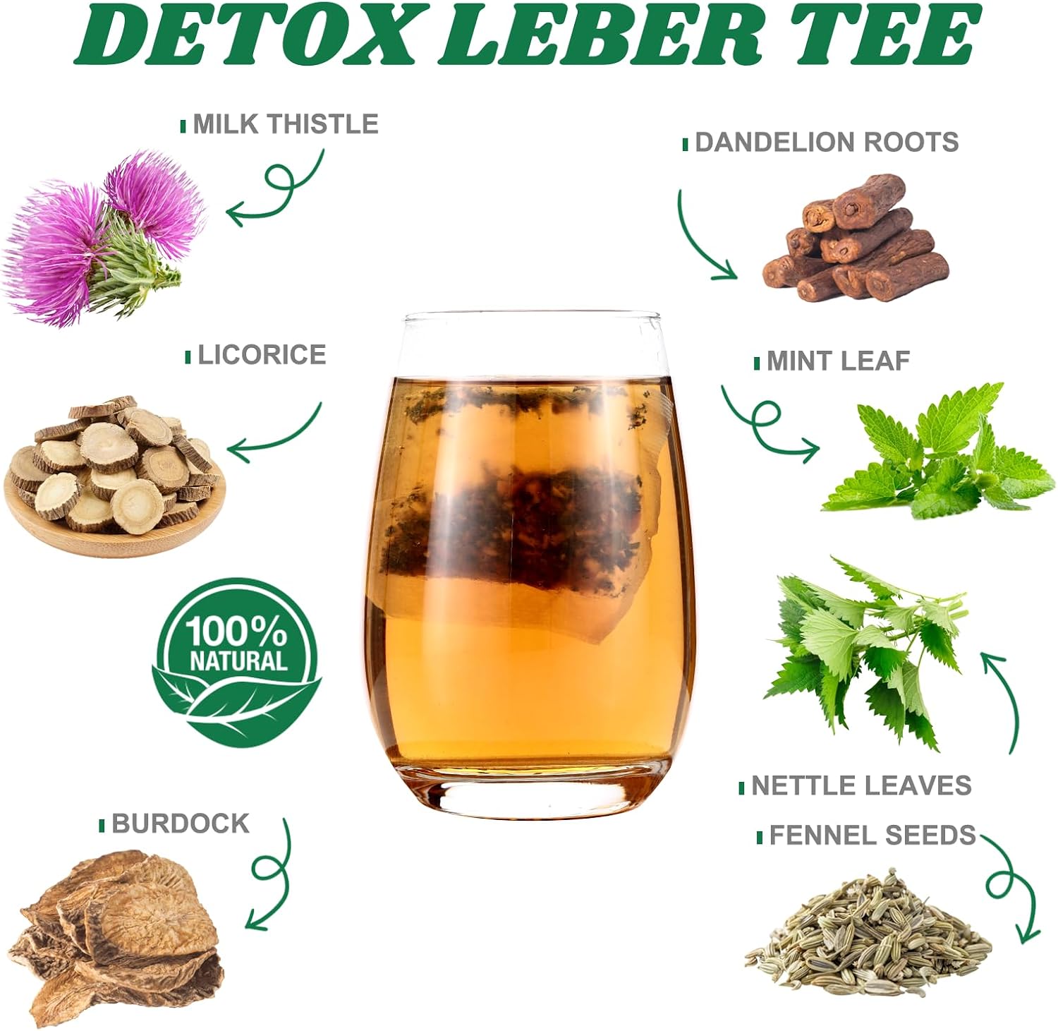 Detalle de Bee Thee DETOX-TEE kruidenthee met paardenbloem, mariadistel en zoethout, 50 zakjes