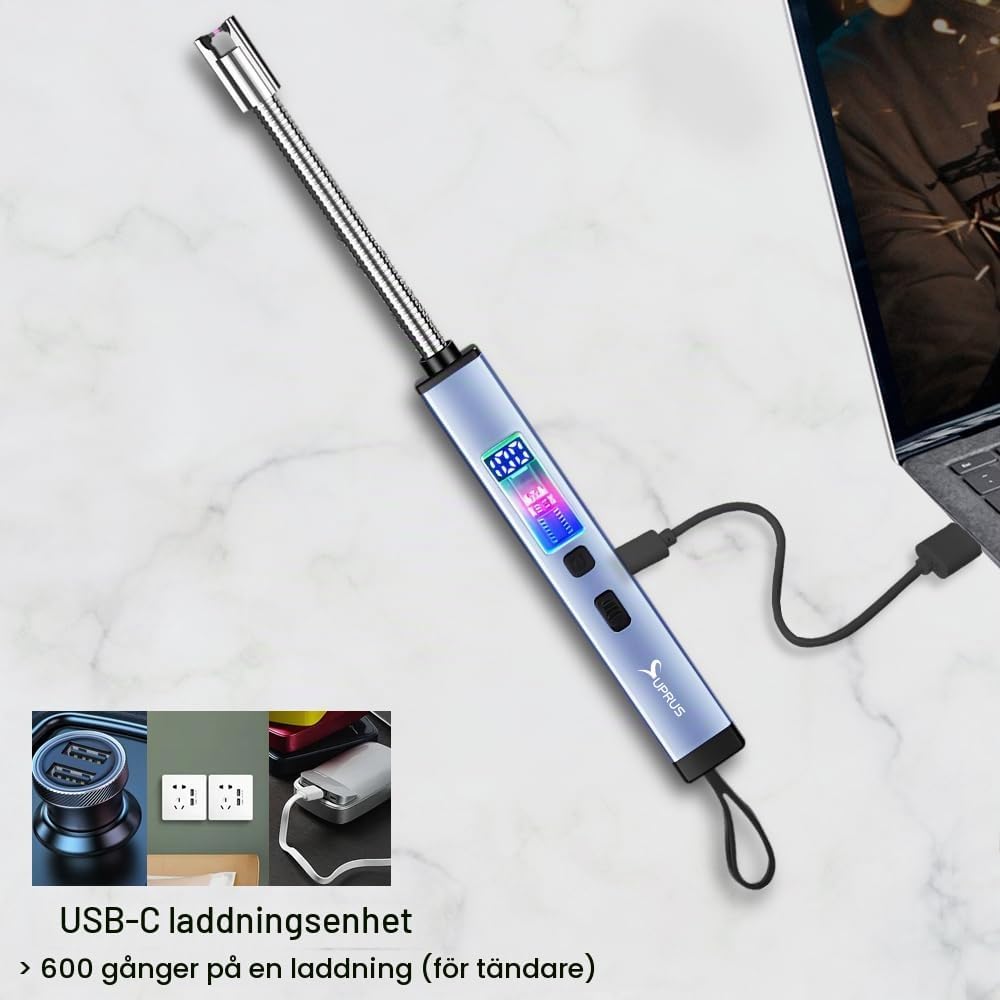 Detalle 1 de SUPRUS SDE-ZH003-b elektrisk tändare med USB-C och 360° flexibel hals
