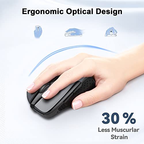 Detalle 2 de TECKNET Ratón Inalámbrico ergonómico 2.4G con 5 niveles y 2600 dpi, 6 botones (USB Plug & Play)